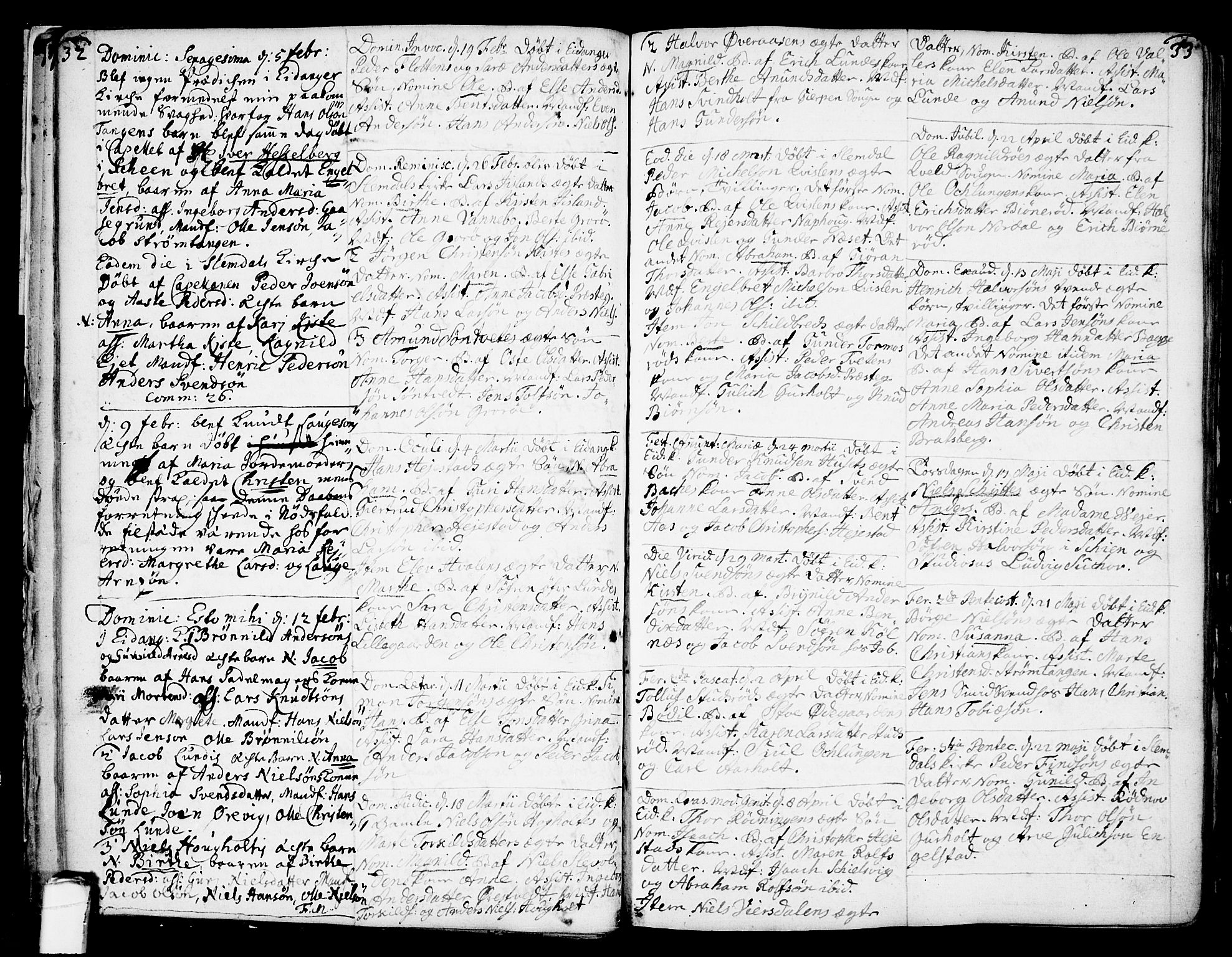 Eidanger kirkebøker, AV/SAKO-A-261/F/Fa/L0004: Parish register (official) no. 4, 1733-1759, p. 32-33