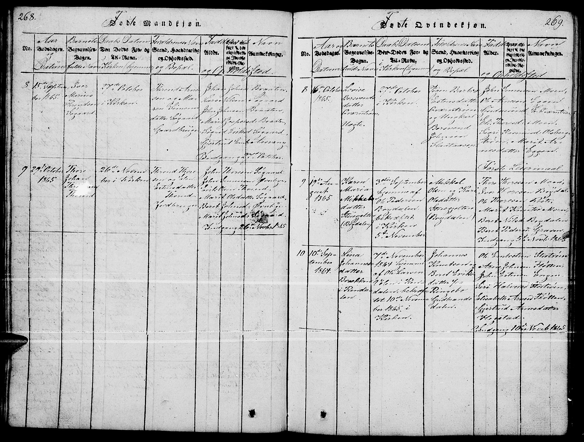 Tynset prestekontor, SAH/PREST-058/H/Ha/Hab/L0004: Parish register (copy) no. 4, 1814-1879, p. 268-269