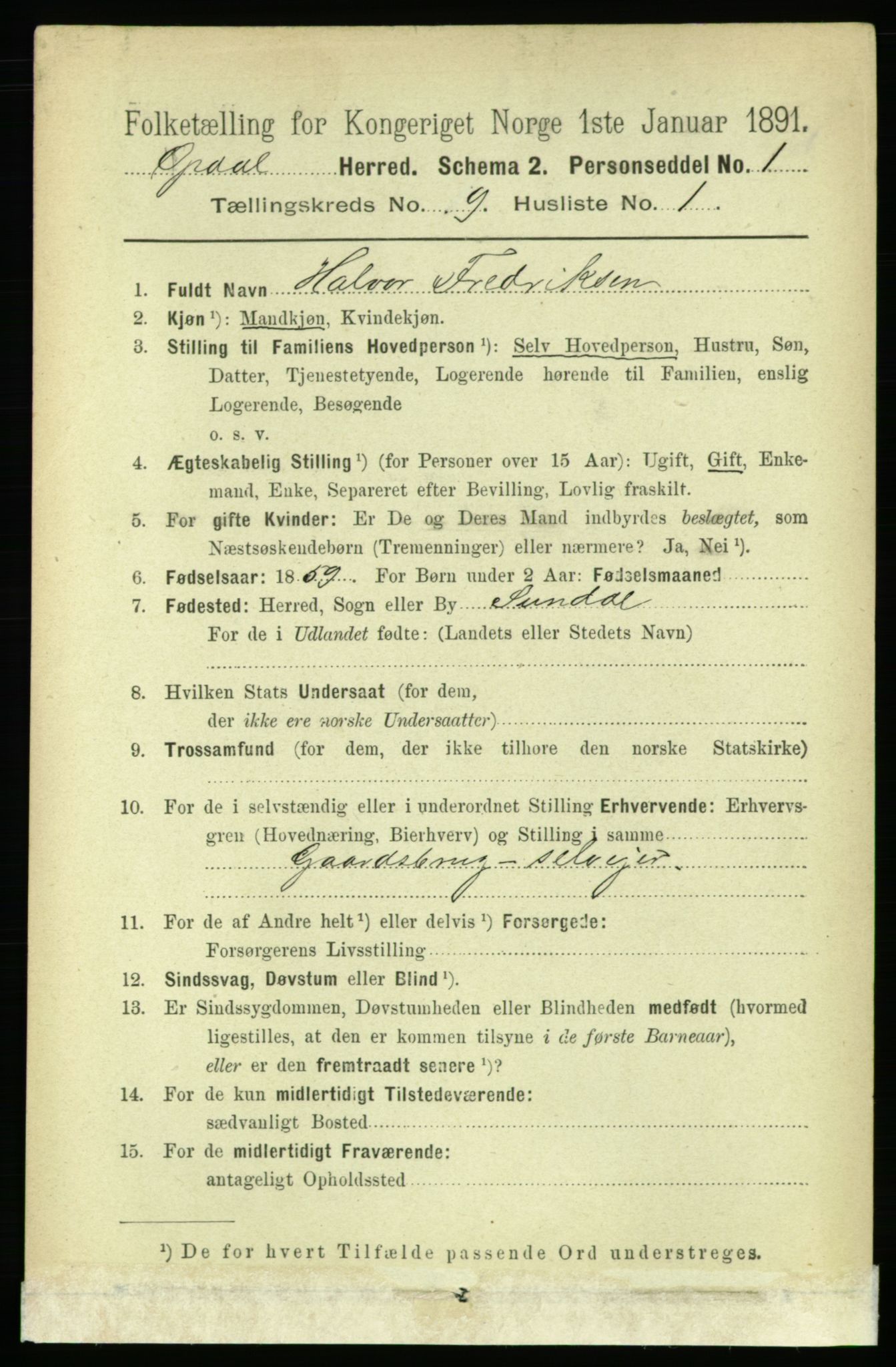 RA, 1891 census for 1634 Oppdal, 1891, p. 4716