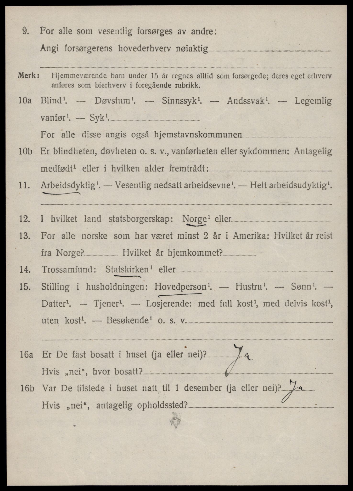 SAT, 1920 census for Vestnes, 1920, p. 1696