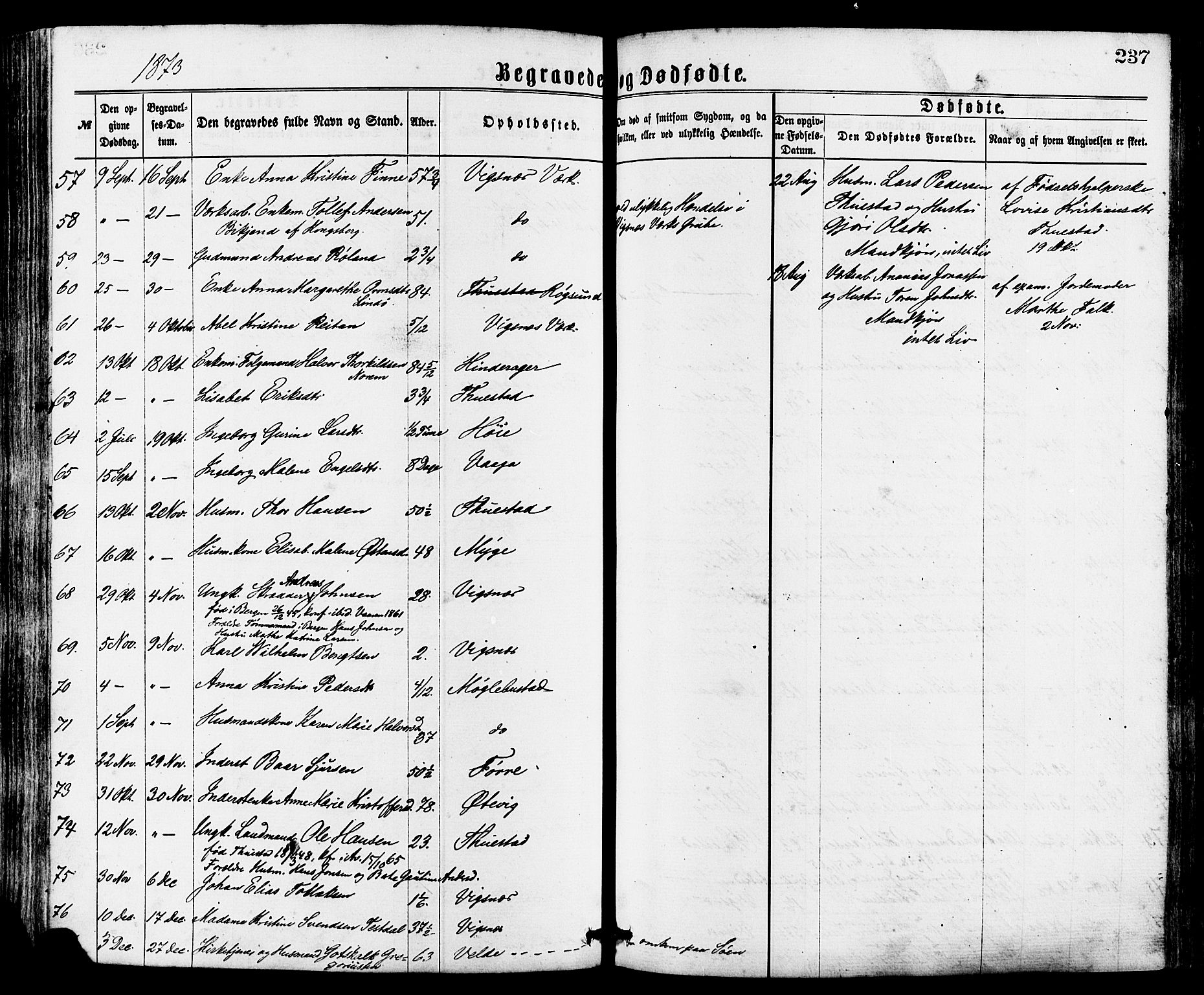 Avaldsnes sokneprestkontor, AV/SAST-A -101851/H/Ha/Haa/L0012: Parish register (official) no. A 12, 1865-1880, p. 237