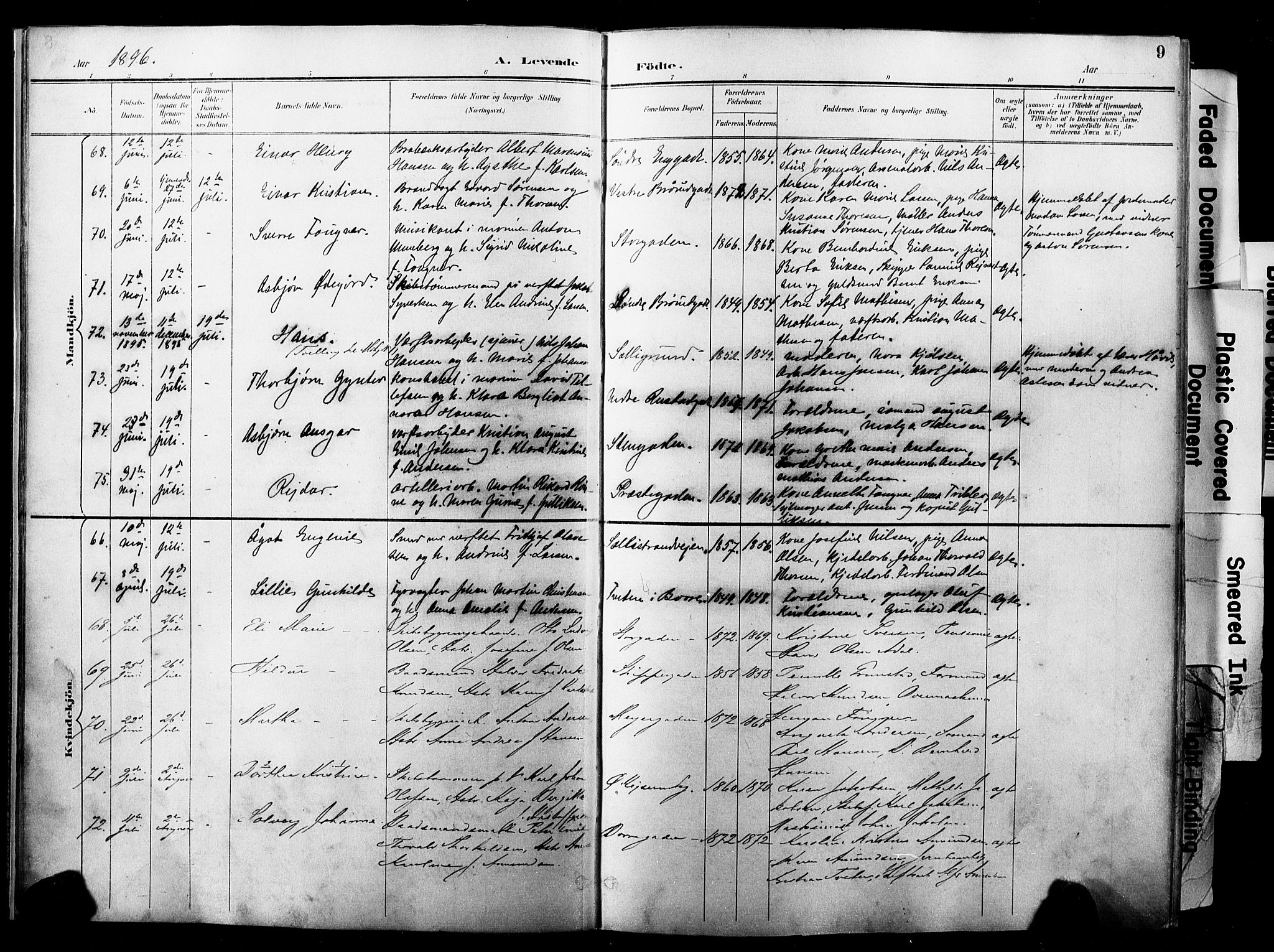 Horten kirkebøker, AV/SAKO-A-348/F/Fa/L0005: Parish register (official) no. 5, 1896-1904, p. 9