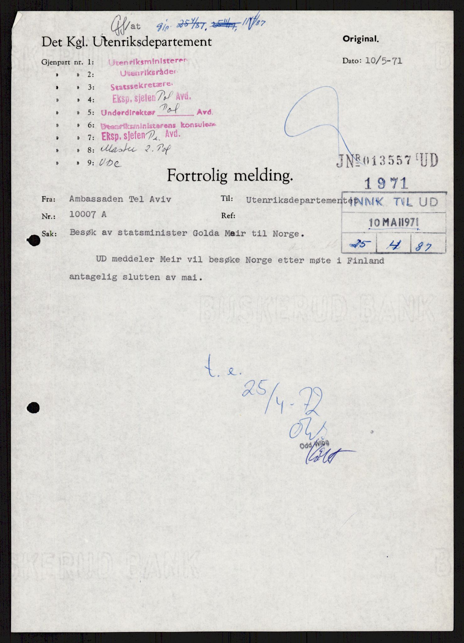 Utenriksdepartementet, hovedarkiv, AV/RA-S-6794/D/Db/Dba/L0776/0003: Verdenspolitikk. Fremmede staters politikk (G.L.) / Israel: Politikk (2 mapper), 1970-1972, p. 201