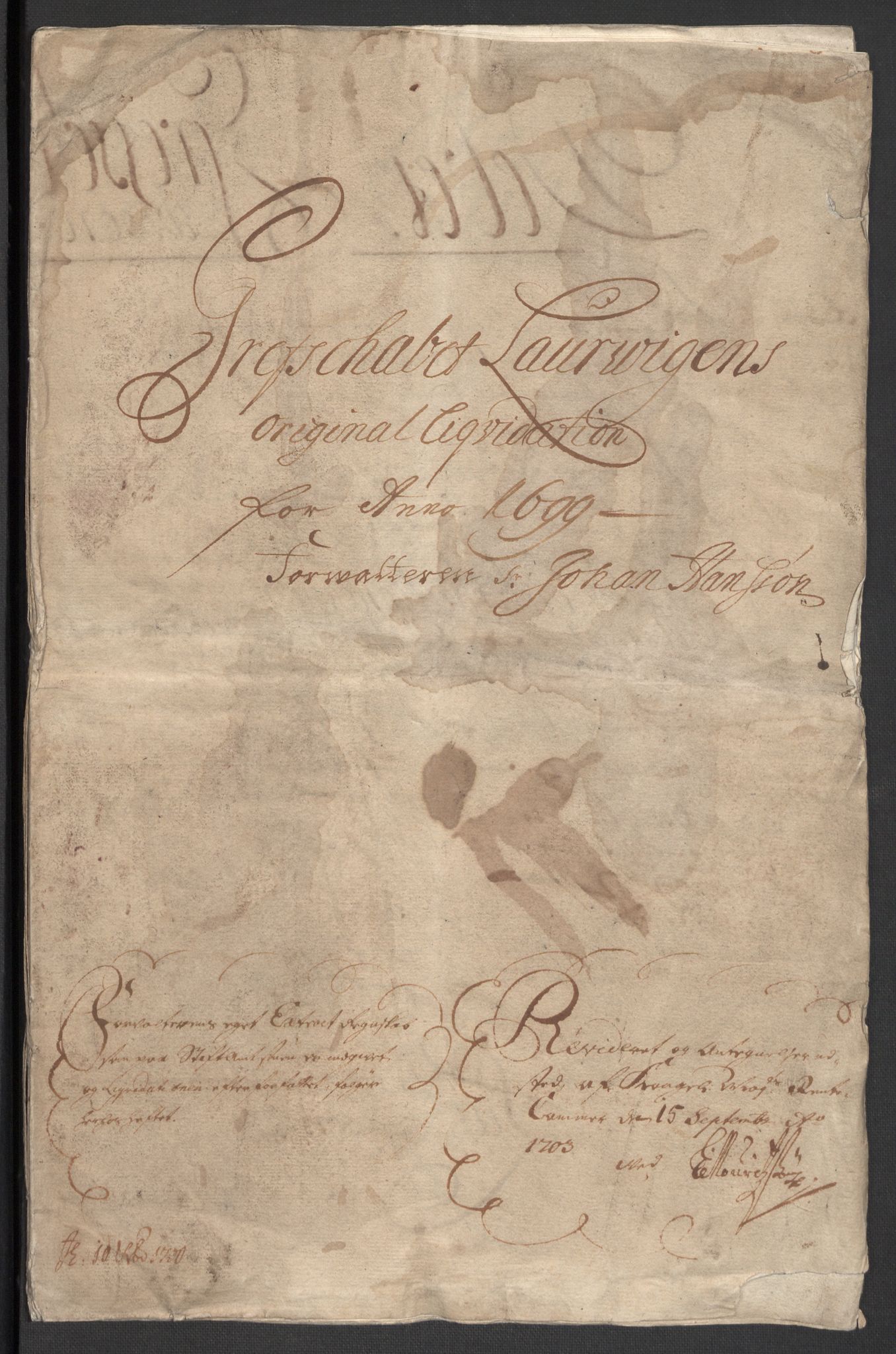 Rentekammeret inntil 1814, Reviderte regnskaper, Fogderegnskap, RA/EA-4092/R33/L1976: Fogderegnskap Larvik grevskap, 1698-1701, p. 92
