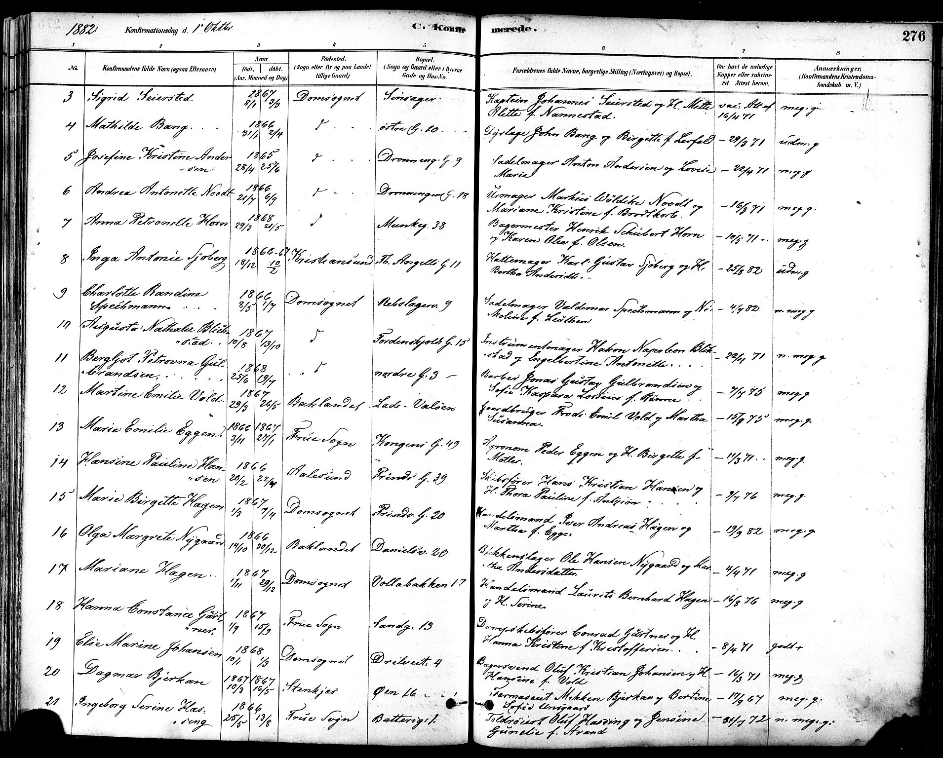 Ministerialprotokoller, klokkerbøker og fødselsregistre - Sør-Trøndelag, AV/SAT-A-1456/601/L0057: Parish register (official) no. 601A25, 1877-1891, p. 276