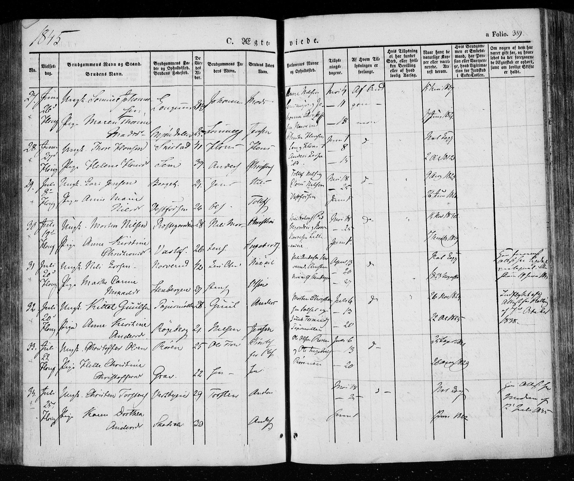 Eiker kirkebøker, AV/SAKO-A-4/F/Fa/L0013a: Parish register (official) no. I 13A, 1832-1845, p. 389