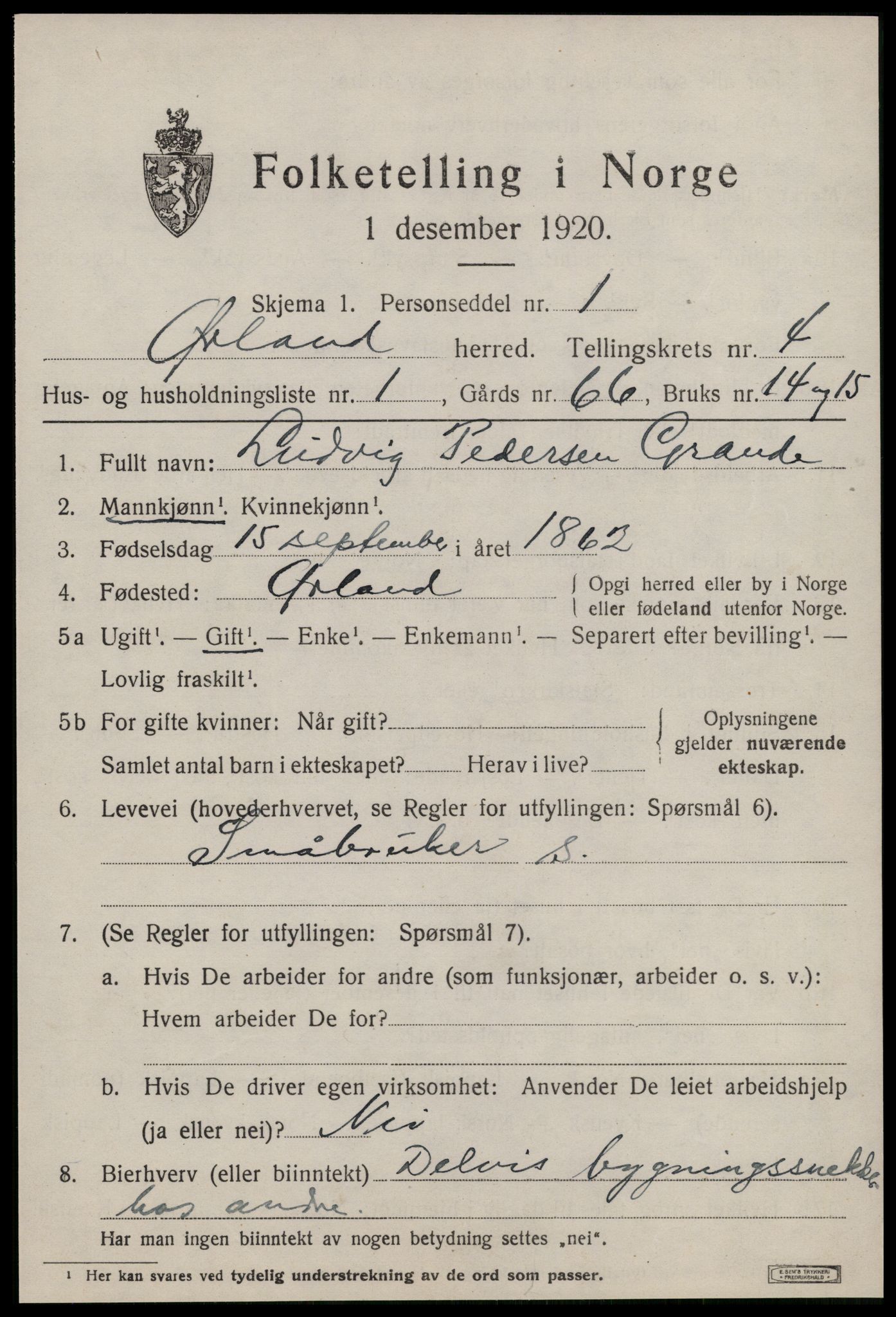 SAT, 1920 census for Ørland, 1920, p. 3391