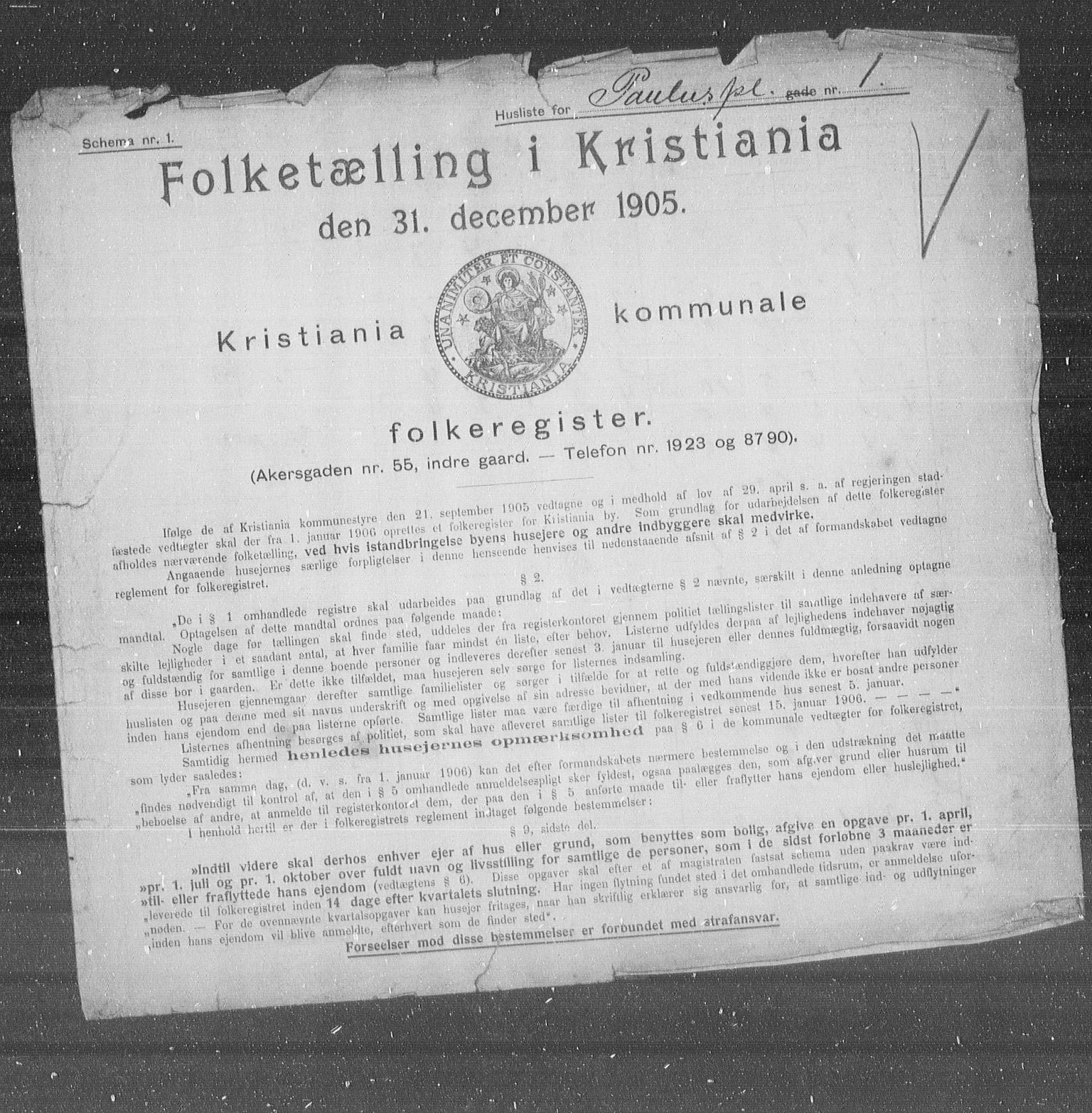 OBA, Municipal Census 1905 for Kristiania, 1905, p. 41311