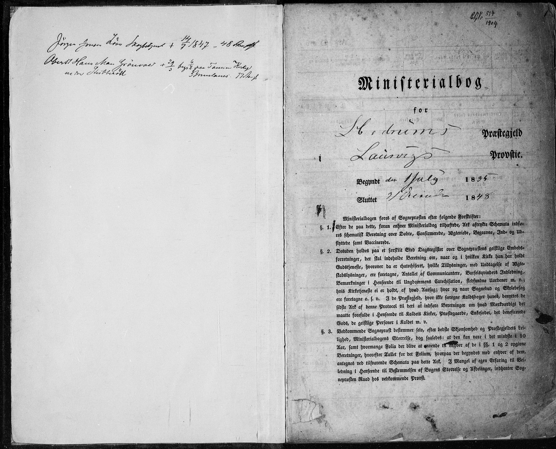 Hedrum kirkebøker, AV/SAKO-A-344/F/Fa/L0005: Parish register (official) no. I 5, 1835-1848