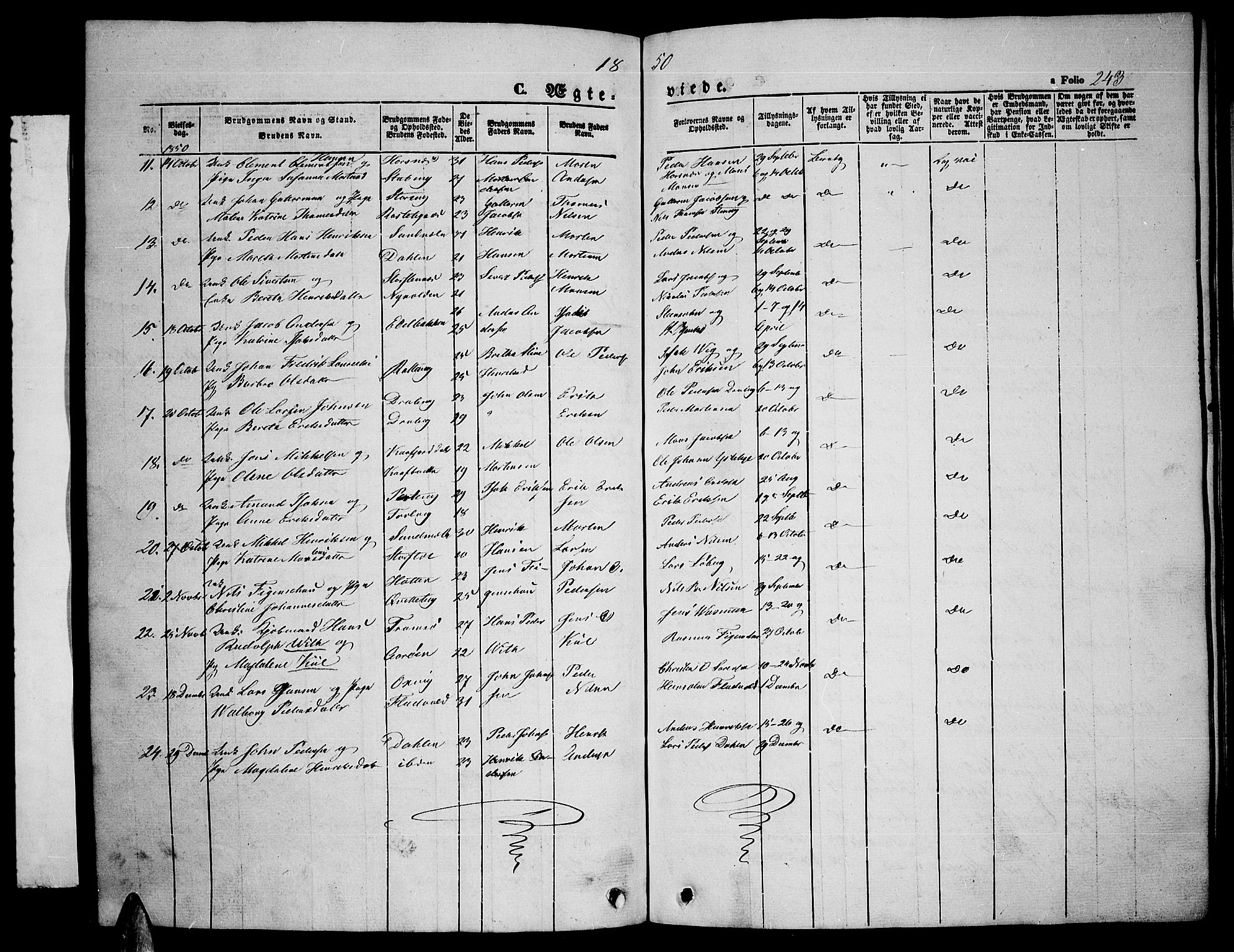 Lyngen sokneprestembete, SATØ/S-1289/H/He/Heb/L0002klokker: Parish register (copy) no. 2, 1839-1860, p. 243