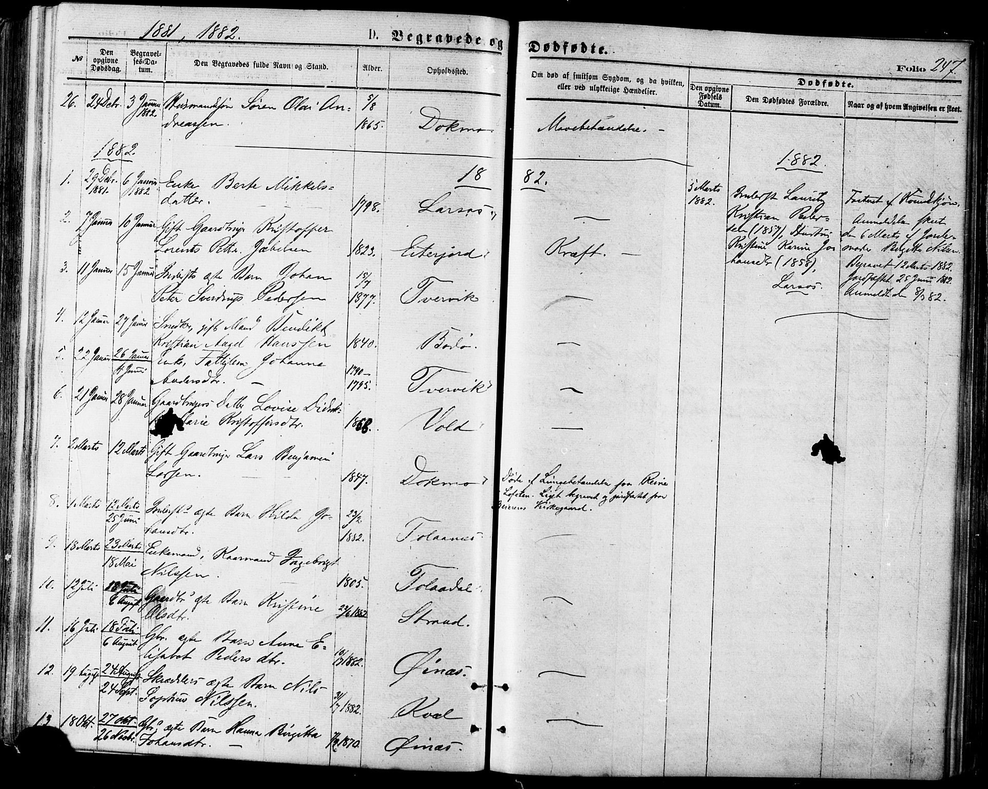 Ministerialprotokoller, klokkerbøker og fødselsregistre - Nordland, SAT/A-1459/846/L0645: Parish register (official) no. 846A03, 1872-1886, p. 247