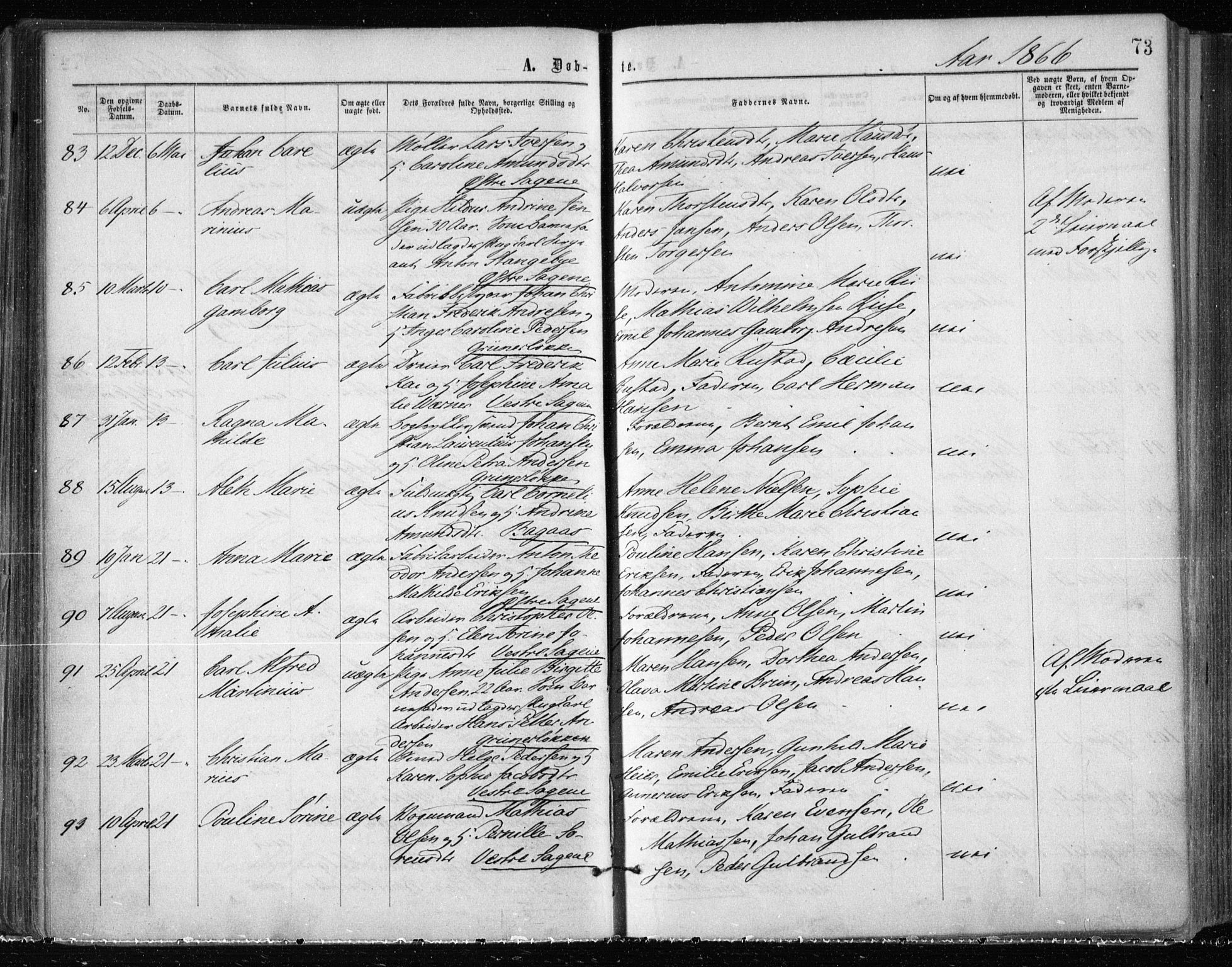 Gamle Aker prestekontor Kirkebøker, AV/SAO-A-10617a/F/L0002: Parish register (official) no. 2, 1864-1872, p. 73