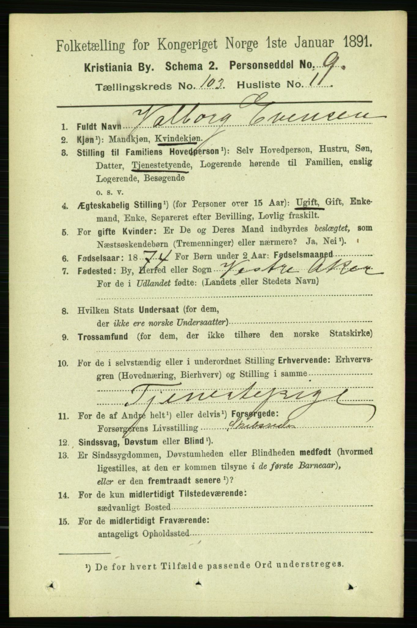 RA, 1891 census for 0301 Kristiania, 1891, p. 51427