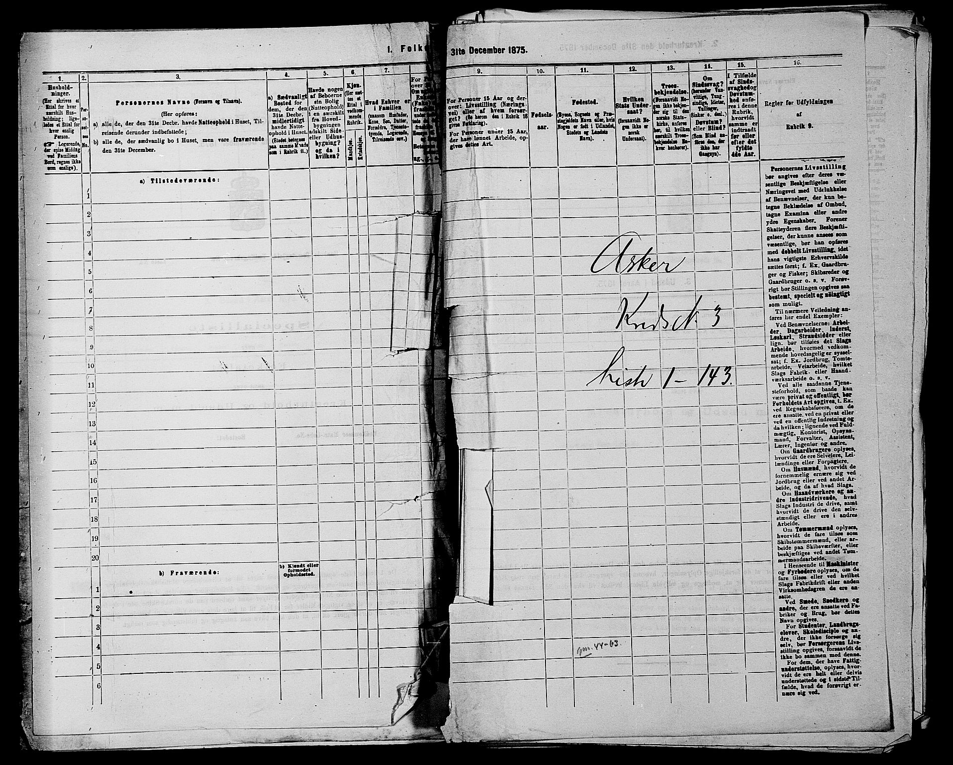 RA, 1875 census for 0220P Asker, 1875, p. 483