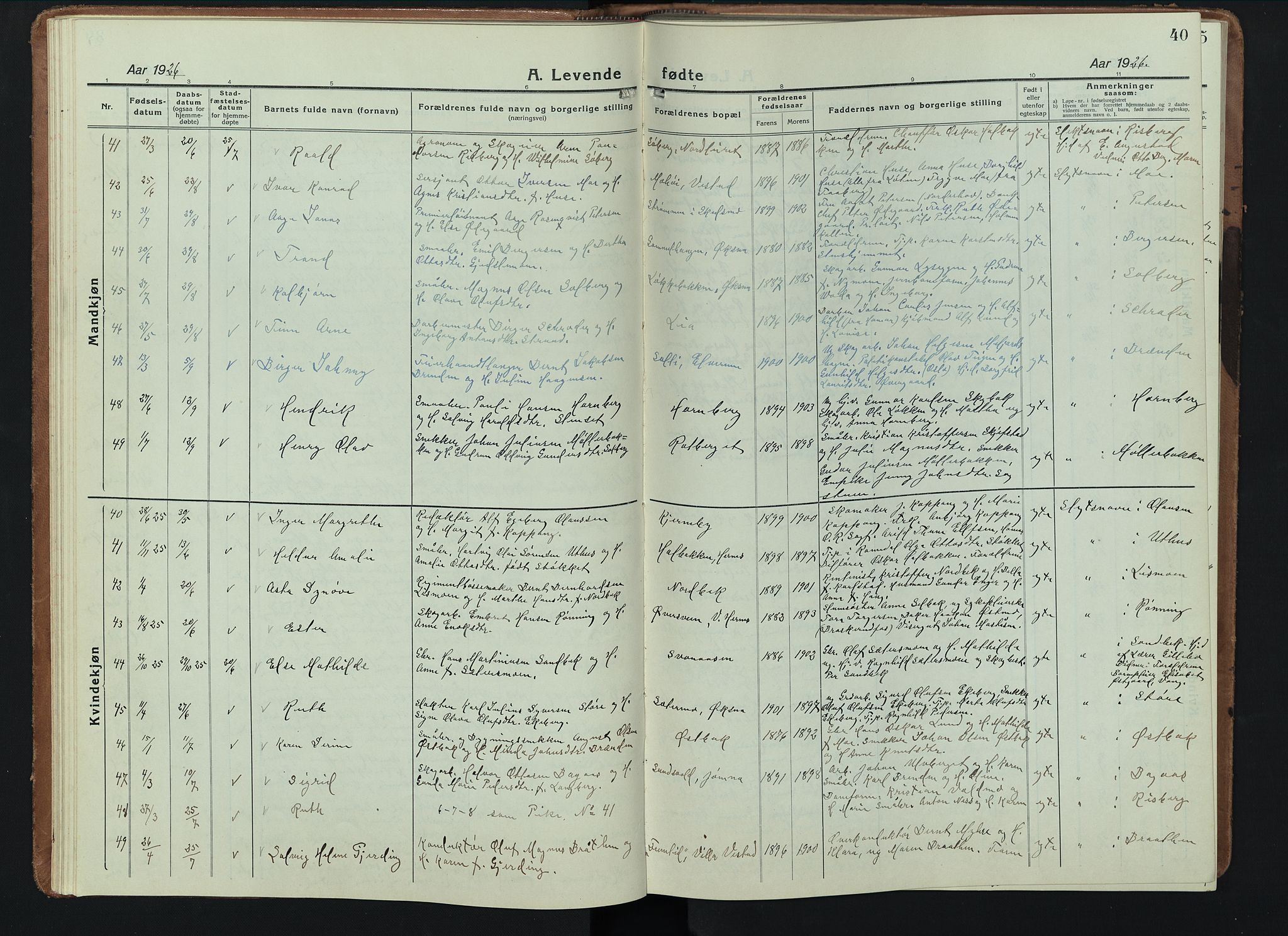 Elverum prestekontor, SAH/PREST-044/H/Ha/Hab/L0015: Parish register (copy) no. 15, 1922-1945, p. 40