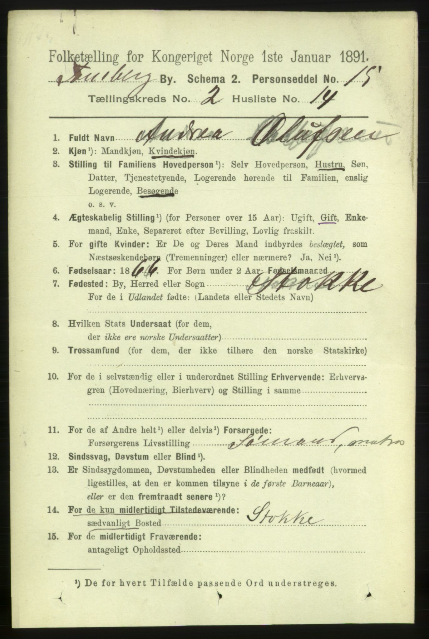 RA, 1891 census for 0705 Tønsberg, 1891, p. 1670