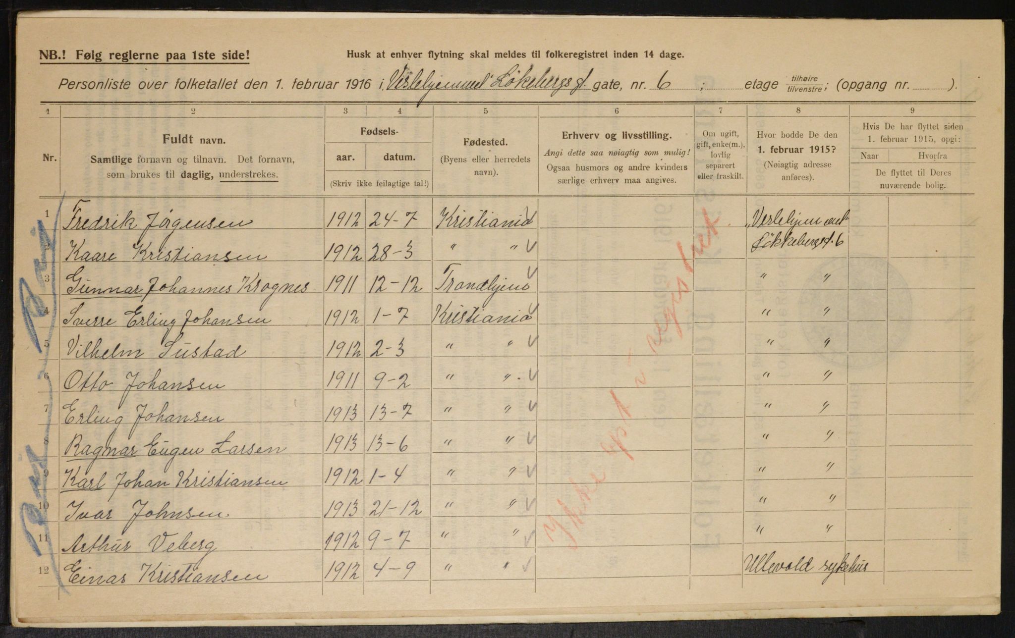 OBA, Municipal Census 1916 for Kristiania, 1916, p. 59906