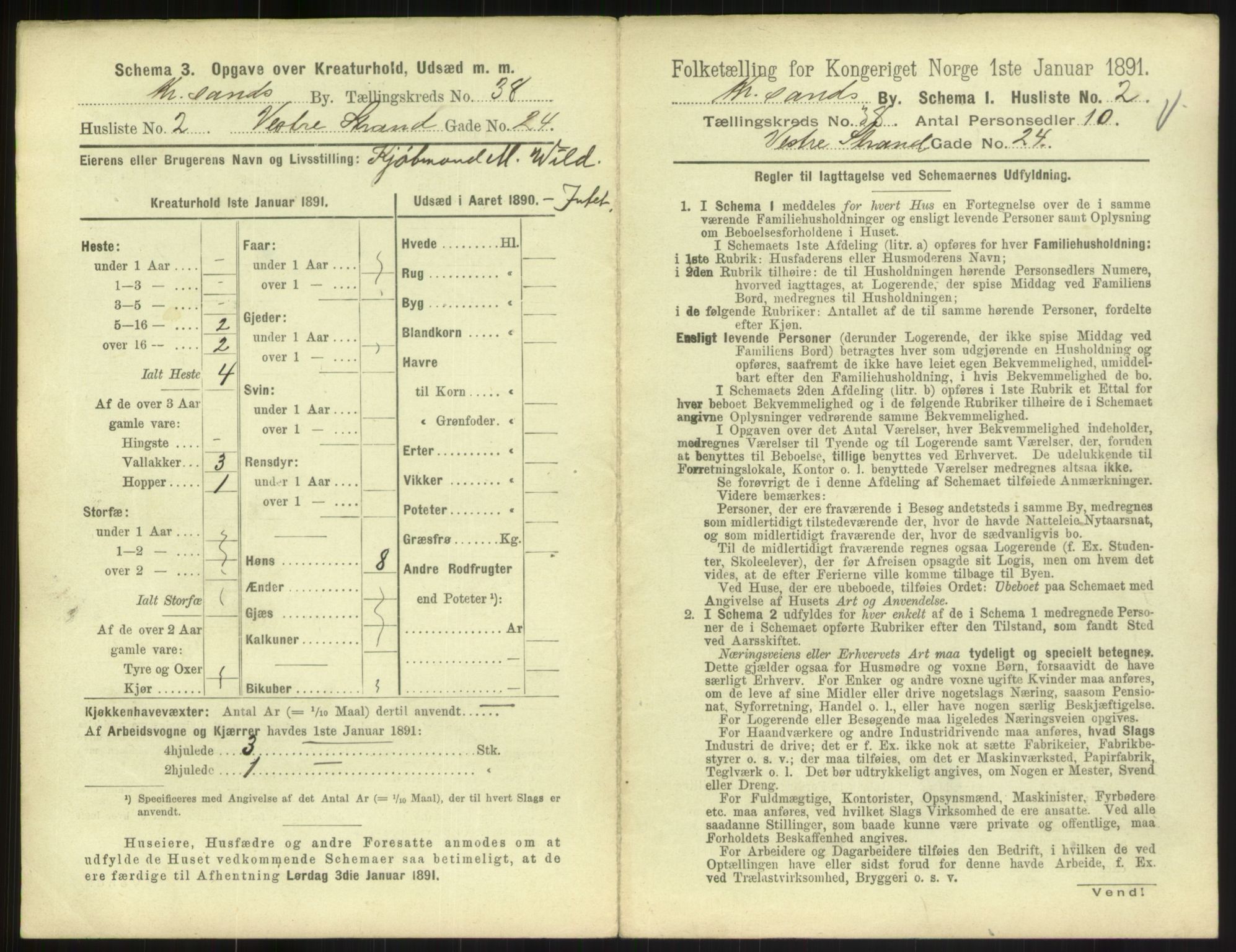 RA, 1891 census for 1001 Kristiansand, 1891, p. 2102