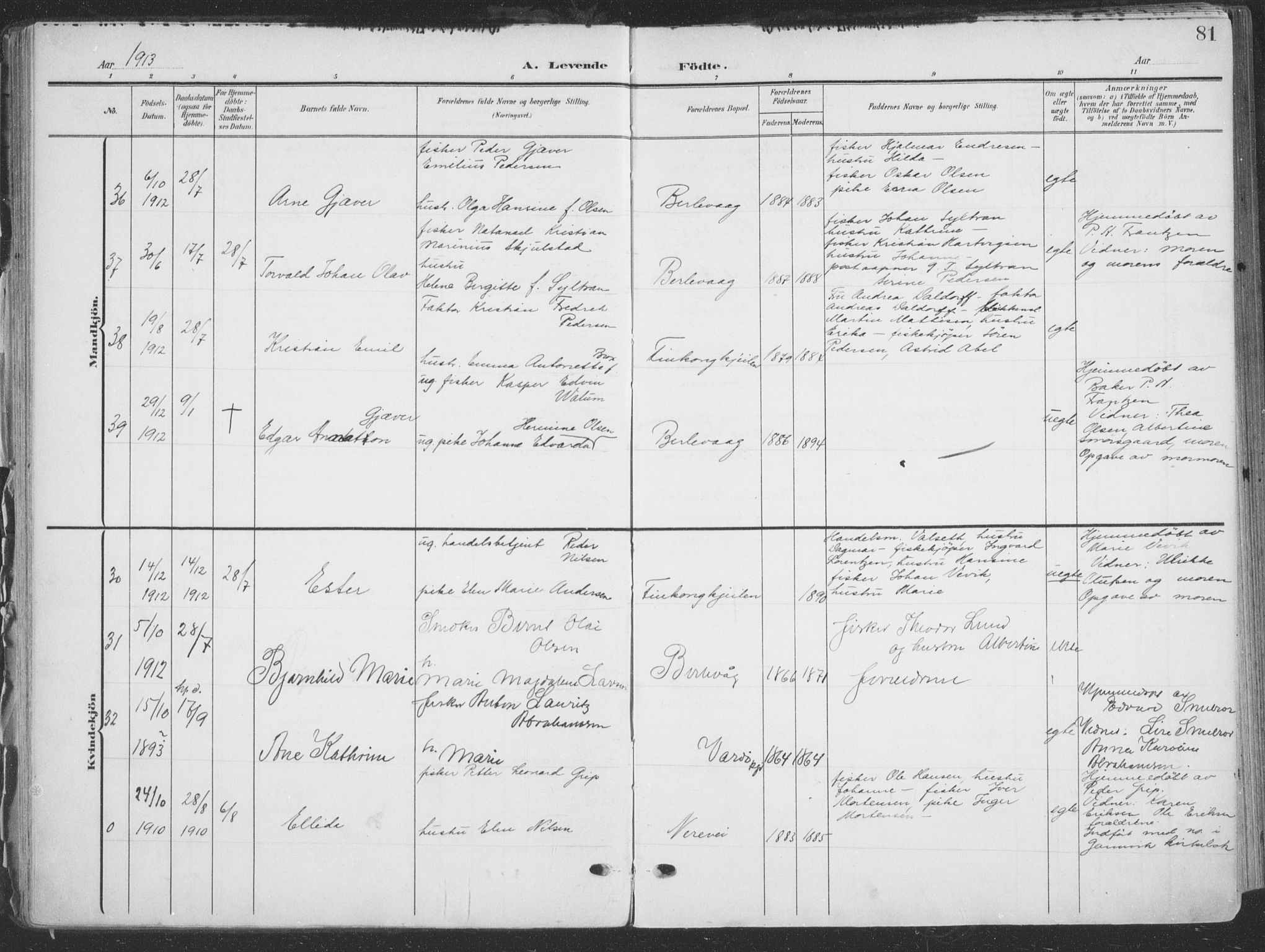 Tana sokneprestkontor, SATØ/S-1334/H/Ha/L0007kirke: Parish register (official) no. 7, 1904-1918, p. 81