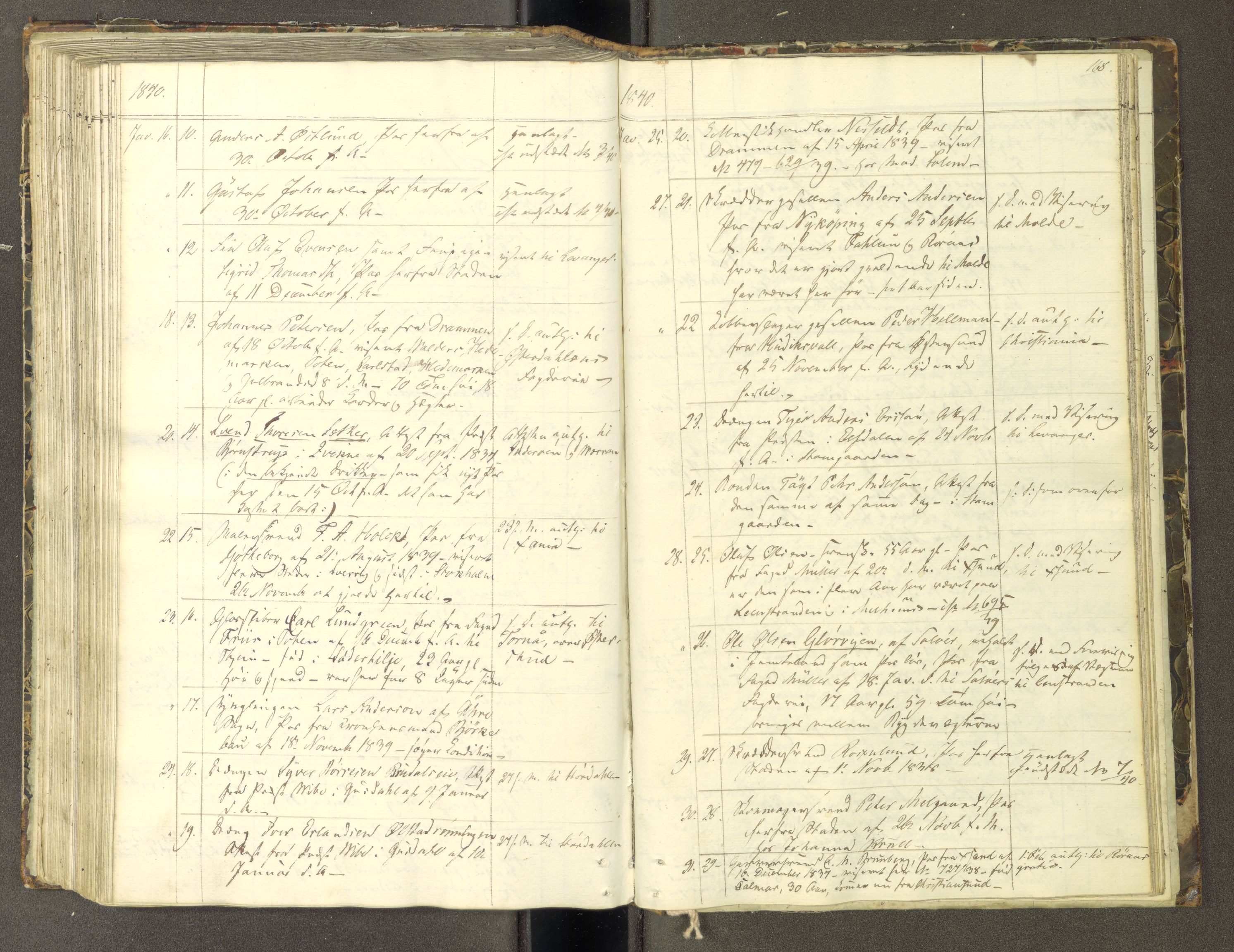Trondheim politikammer, AV/SAT-A-1887/1/30/L0007: Passprotokoll. Første del:utstedtete pass. Andre del :innleverte/fornyede, 1837-1840, p. 167b-168a
