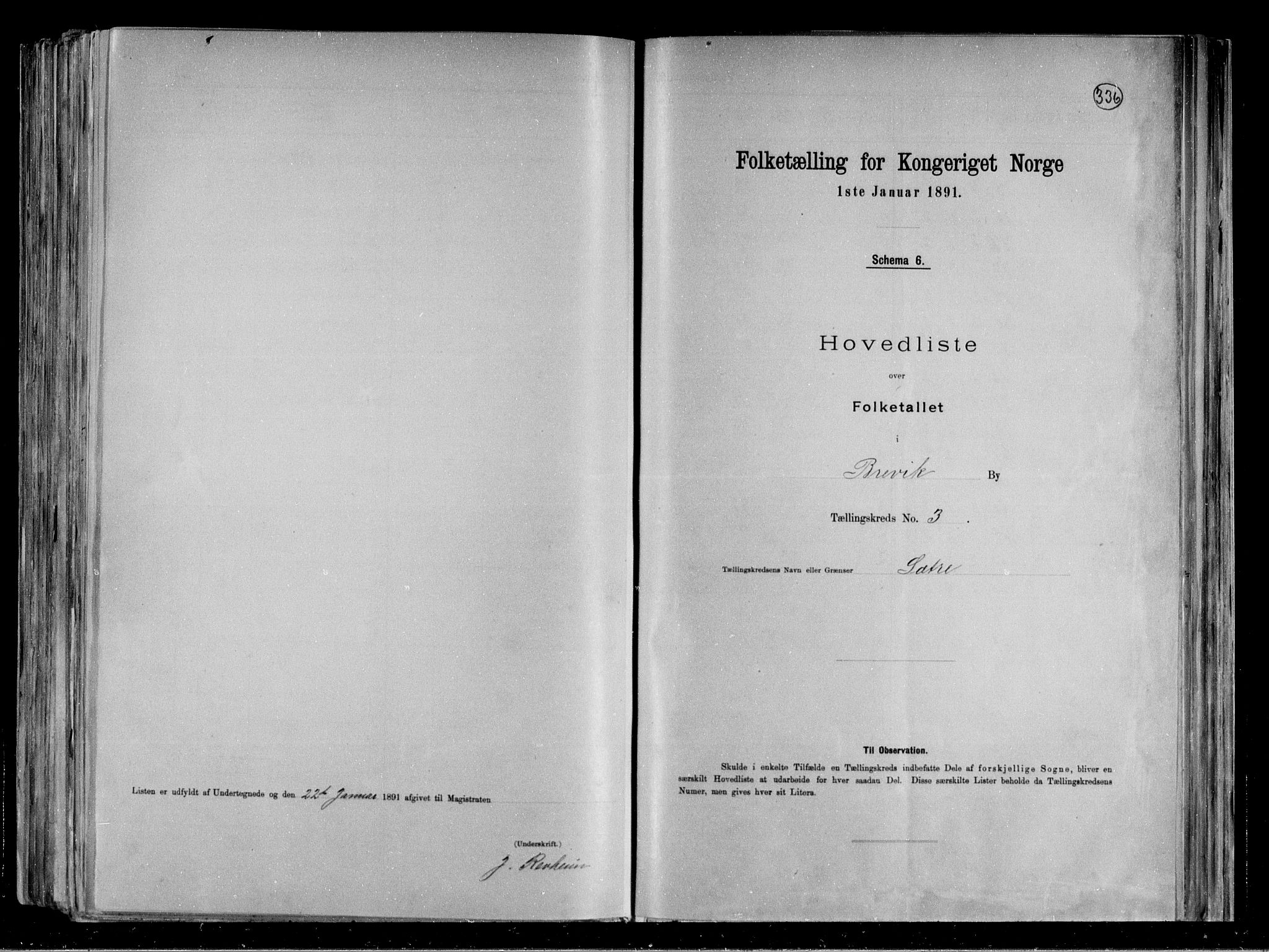 RA, 1891 census for 0804 Brevik, 1891, p. 12