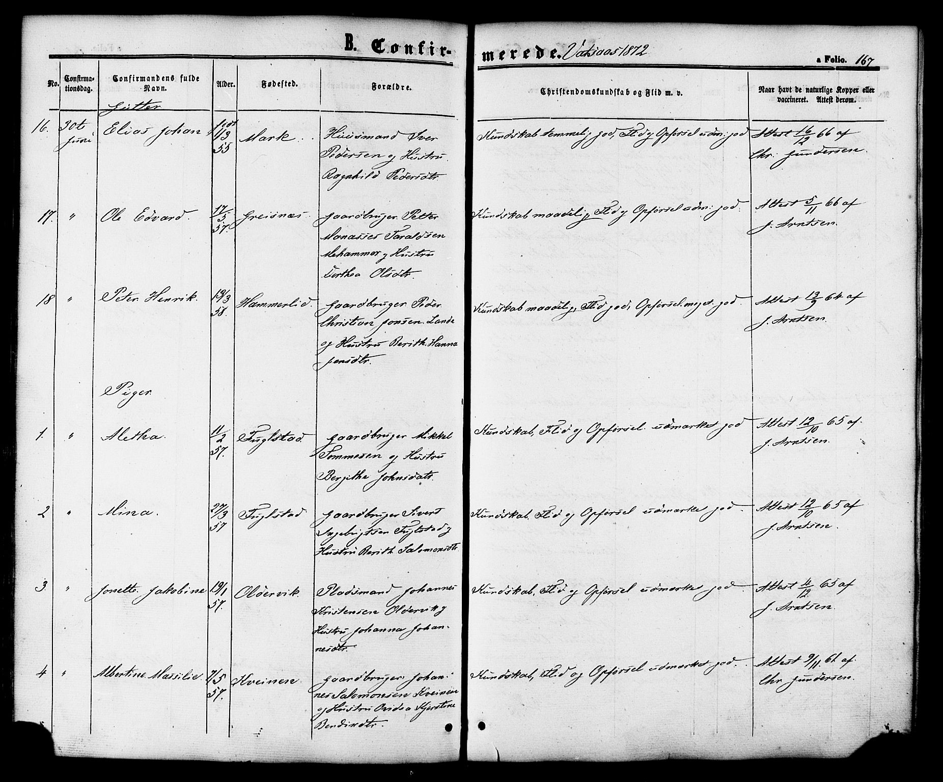 Ministerialprotokoller, klokkerbøker og fødselsregistre - Nordland, SAT/A-1459/810/L0146: Parish register (official) no. 810A08 /1, 1862-1874, p. 167