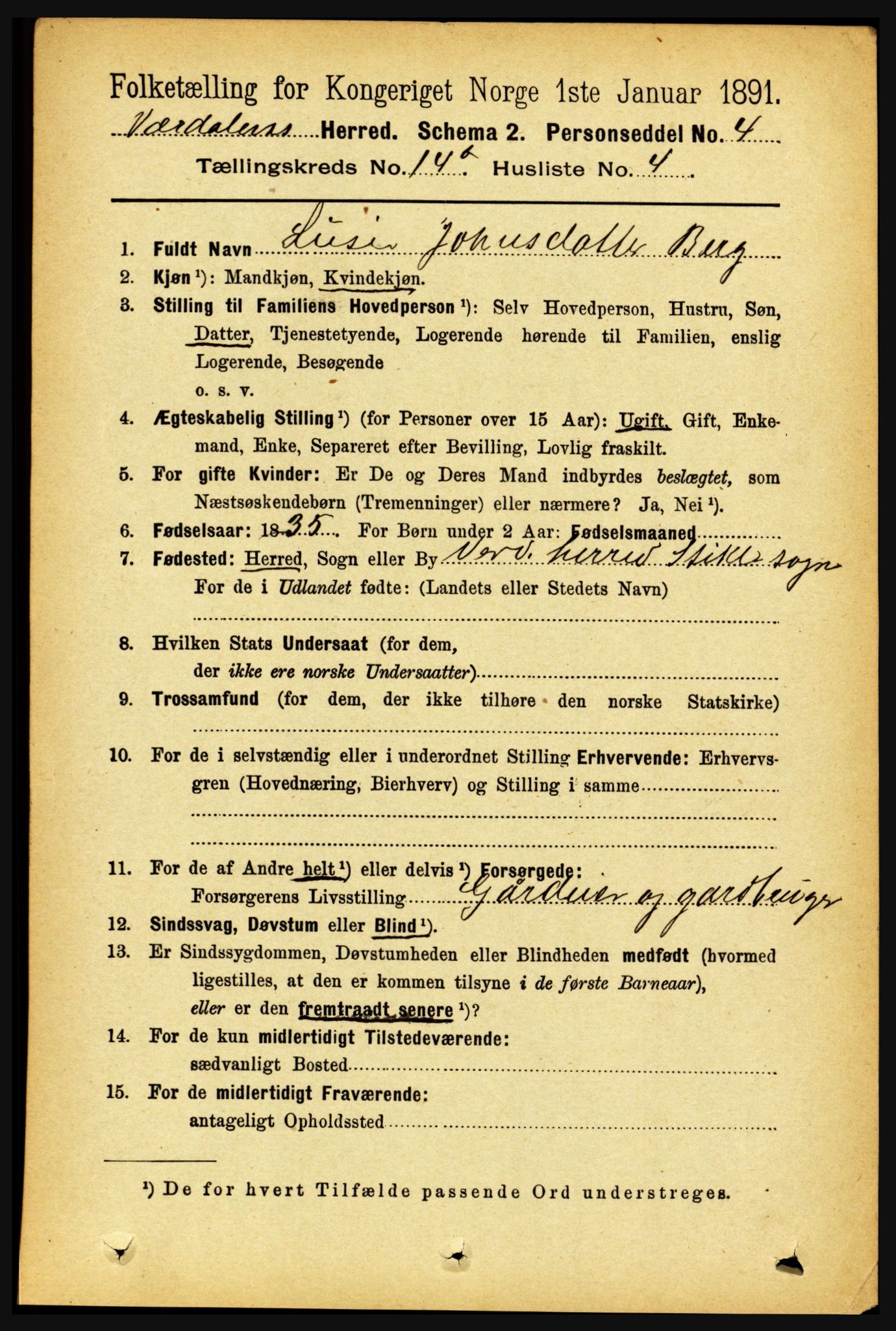 RA, 1891 census for 1721 Verdal, 1891, p. 7385