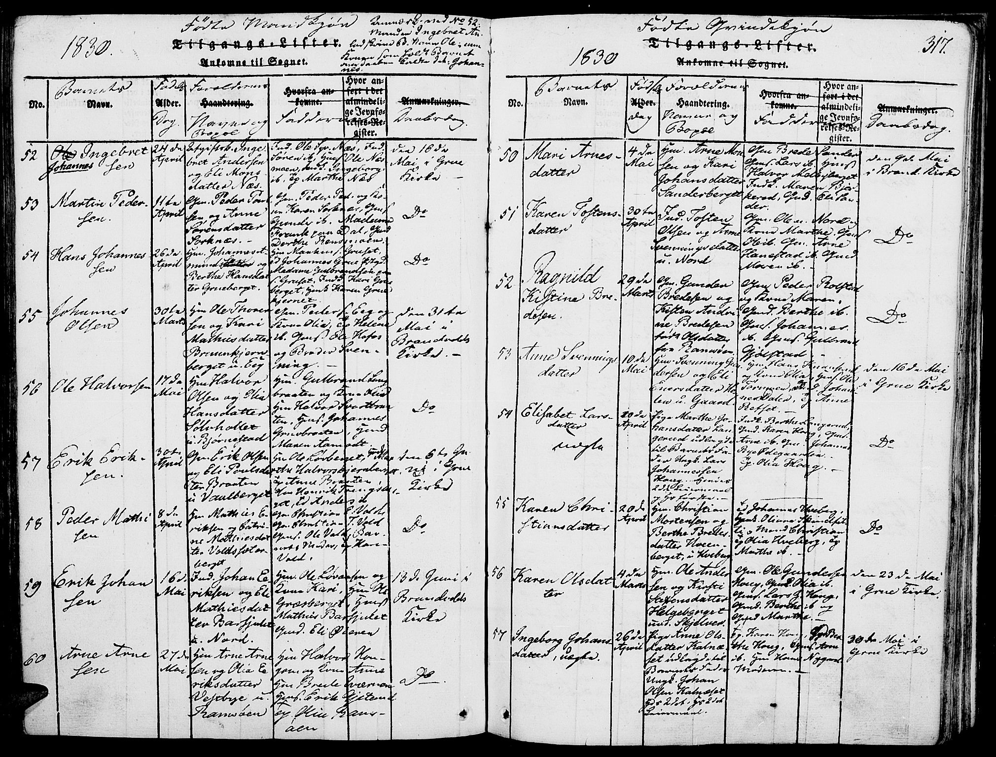 Grue prestekontor, SAH/PREST-036/H/Ha/Haa/L0006: Parish register (official) no. 6, 1814-1830, p. 317