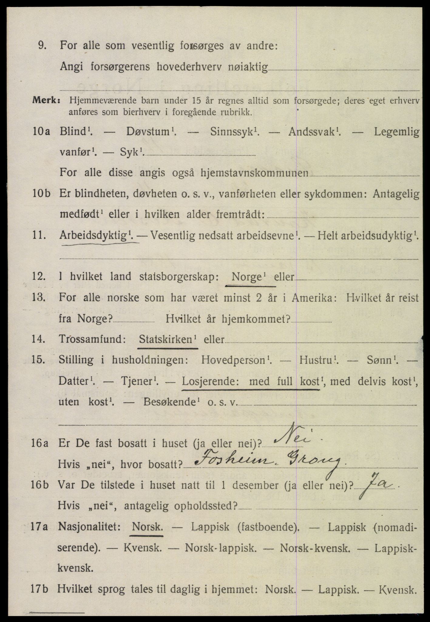 SAT, 1920 census for Snåsa, 1920, p. 1531