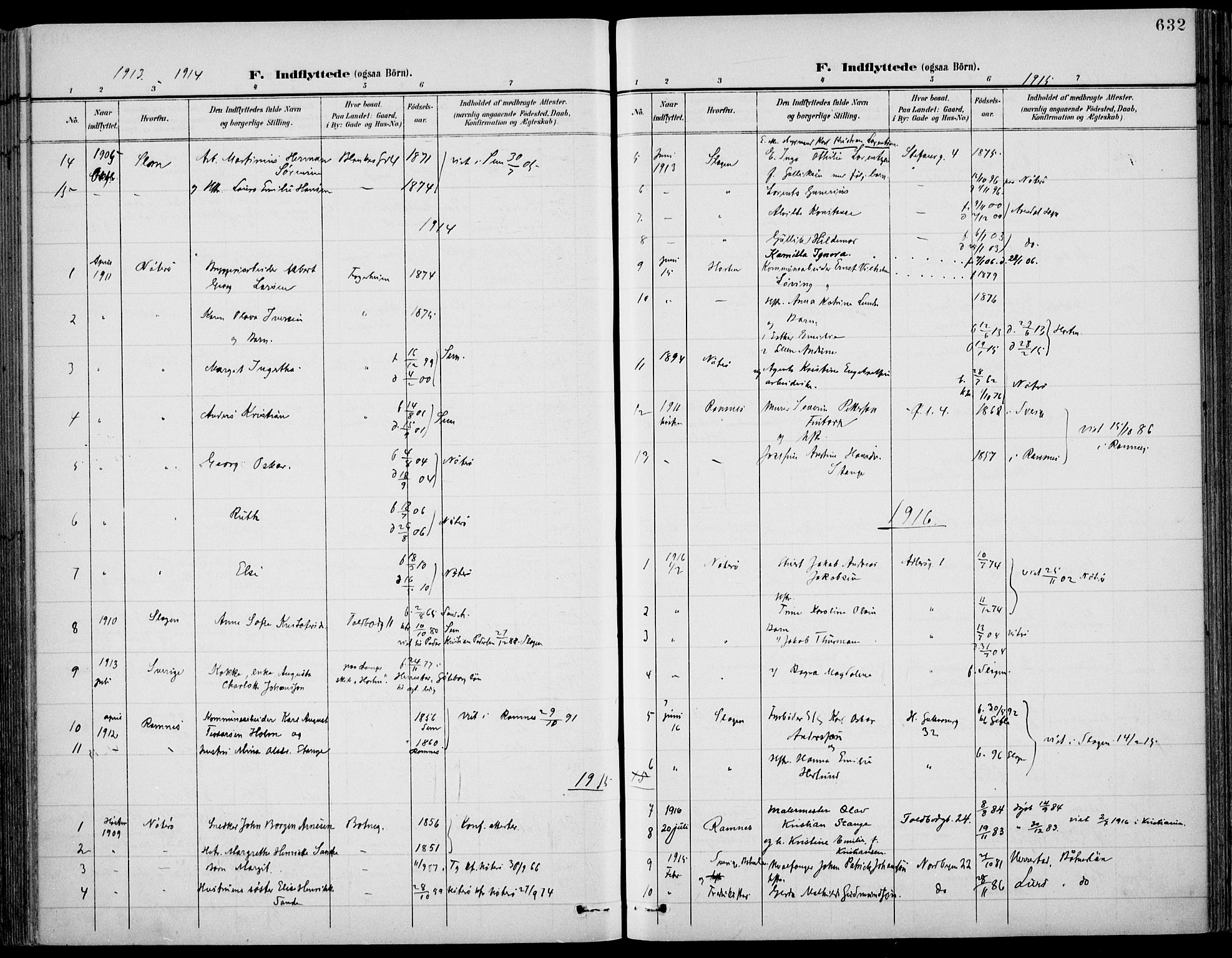 Tønsberg kirkebøker, AV/SAKO-A-330/F/Fa/L0013: Parish register (official) no. I 13, 1900-1913, p. 632