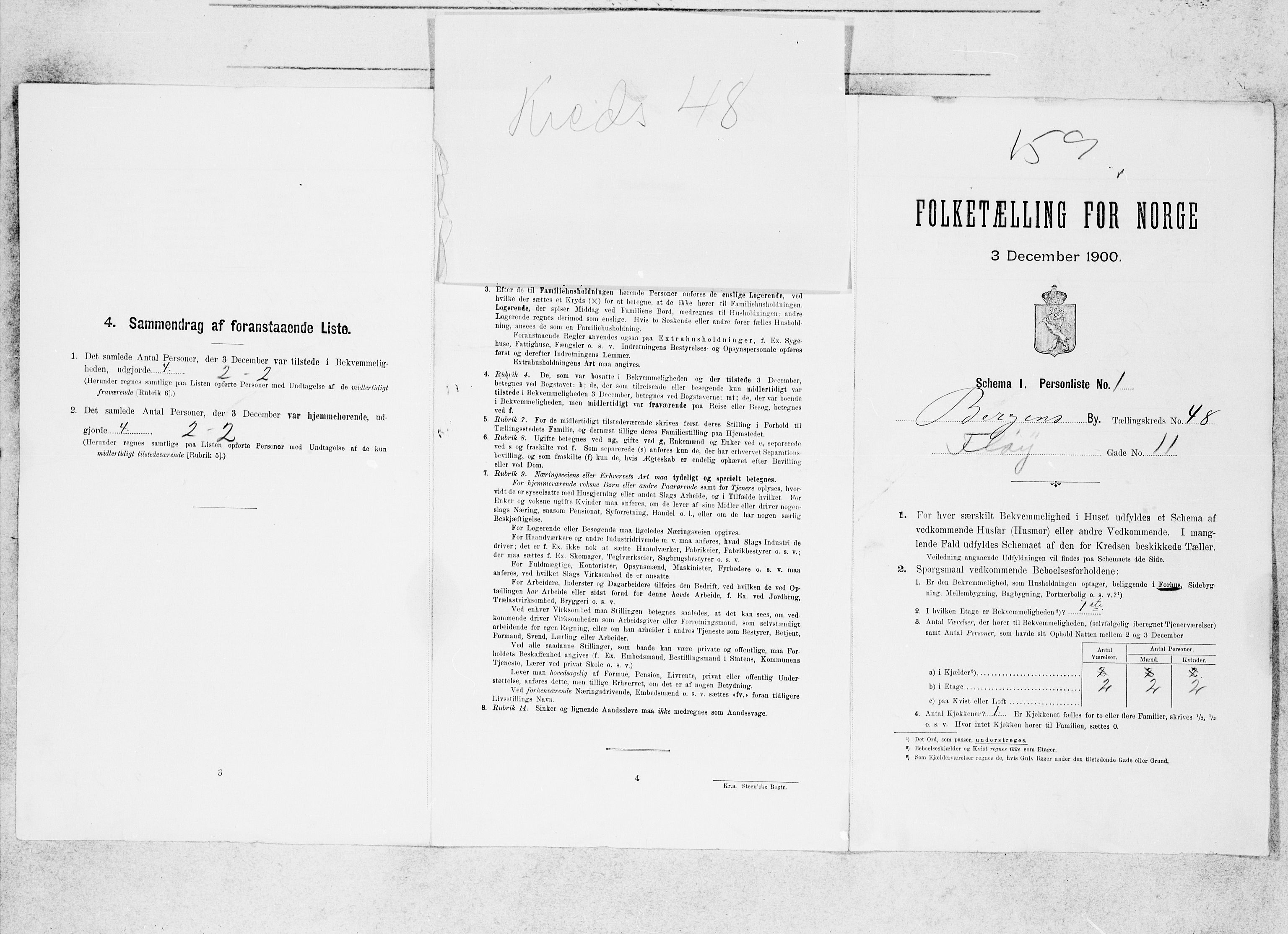 SAB, 1900 census for Bergen, 1900, p. 9093