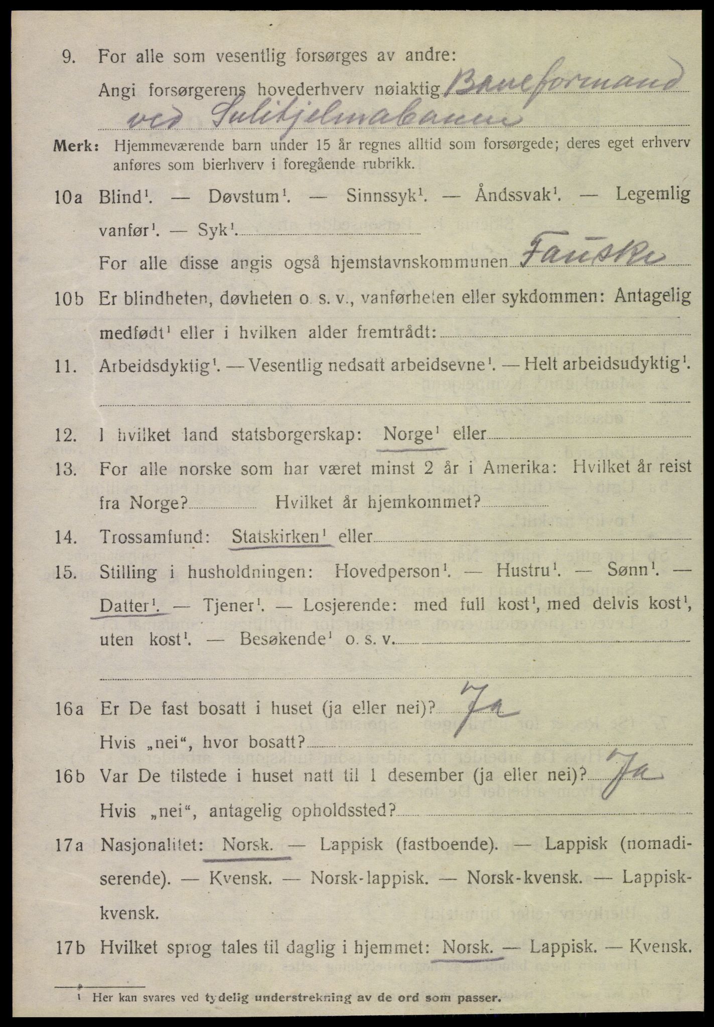 SAT, 1920 census for Fauske, 1920, p. 7779