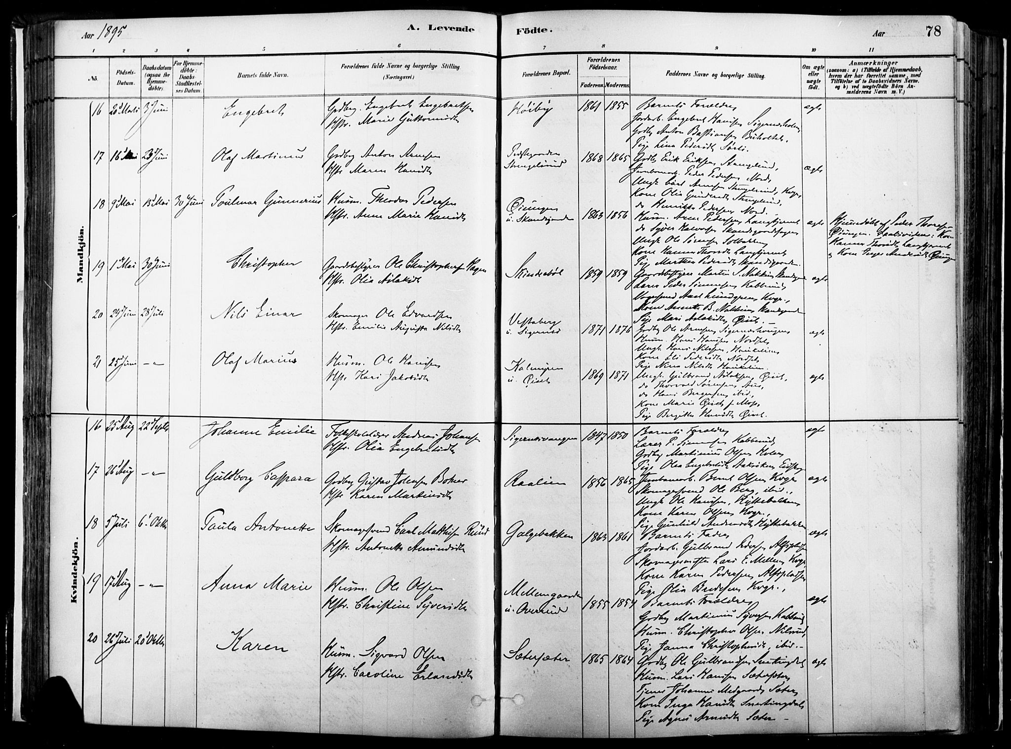 Vinger prestekontor, SAH/PREST-024/H/Ha/Haa/L0014: Parish register (official) no. 14, 1881-1900, p. 78