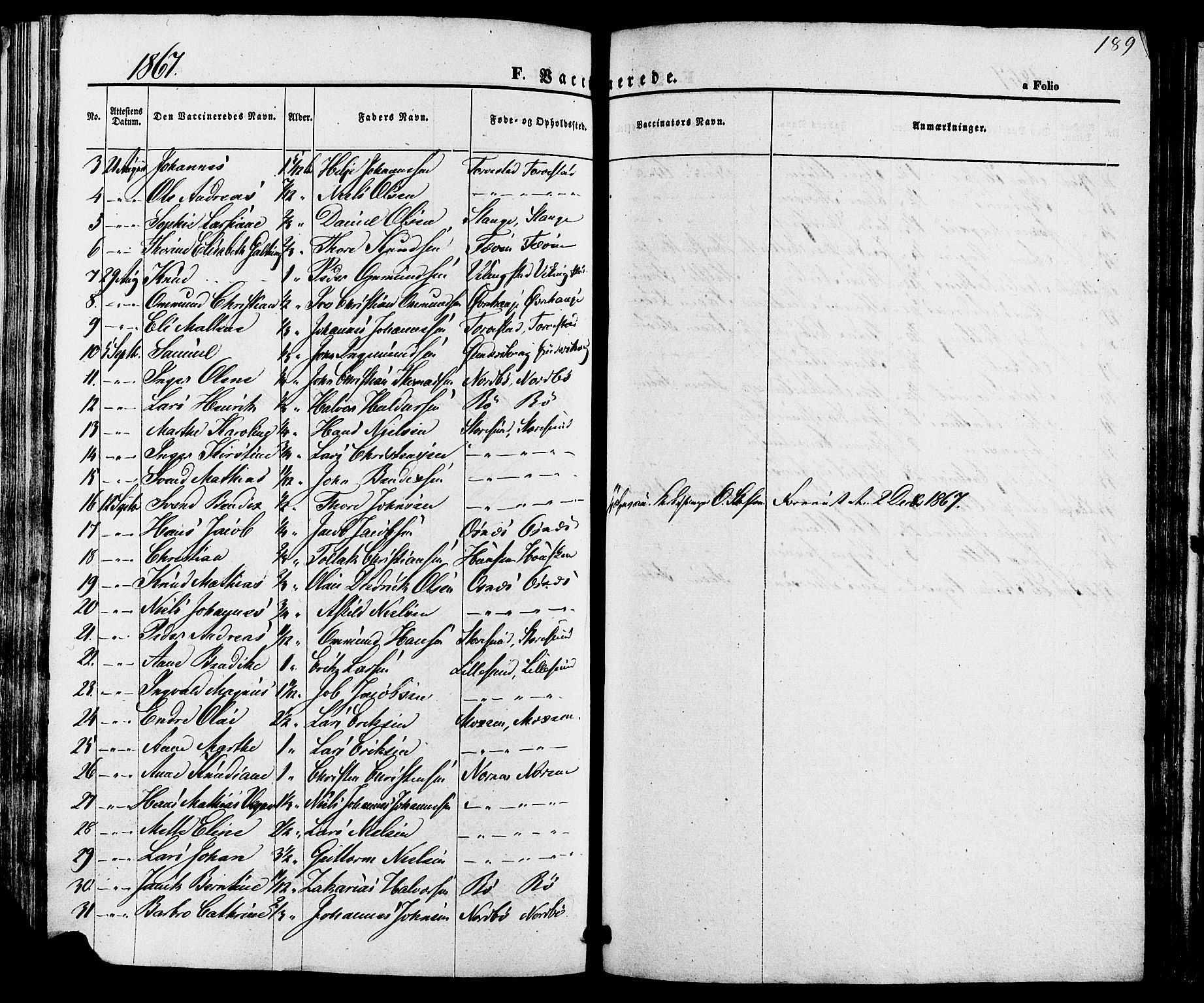 Torvastad sokneprestkontor, AV/SAST-A -101857/H/Ha/Haa/L0010: Parish register (official) no. A 10, 1857-1878, p. 189