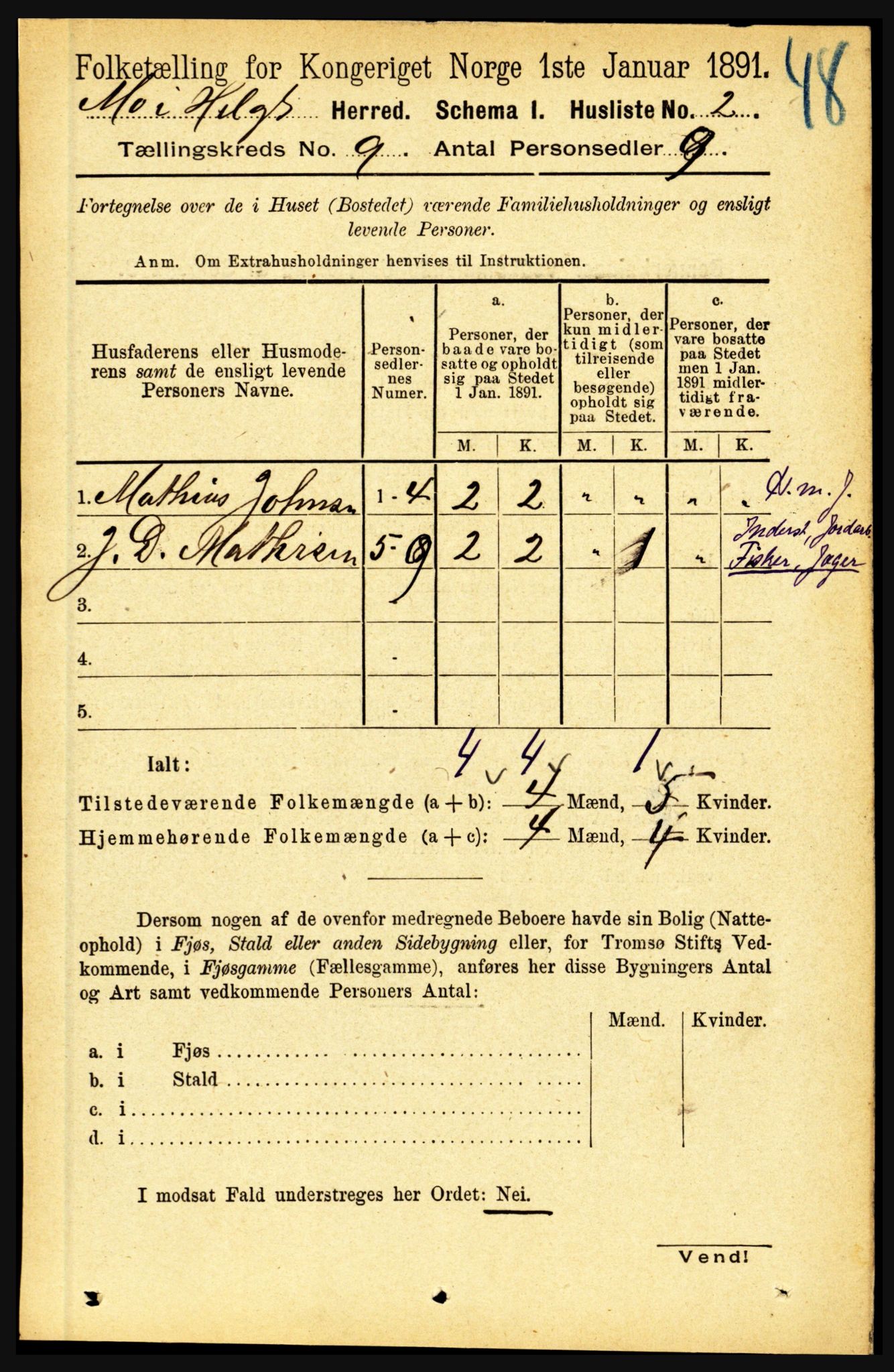 RA, 1891 census for 1833 Mo, 1891, p. 3564