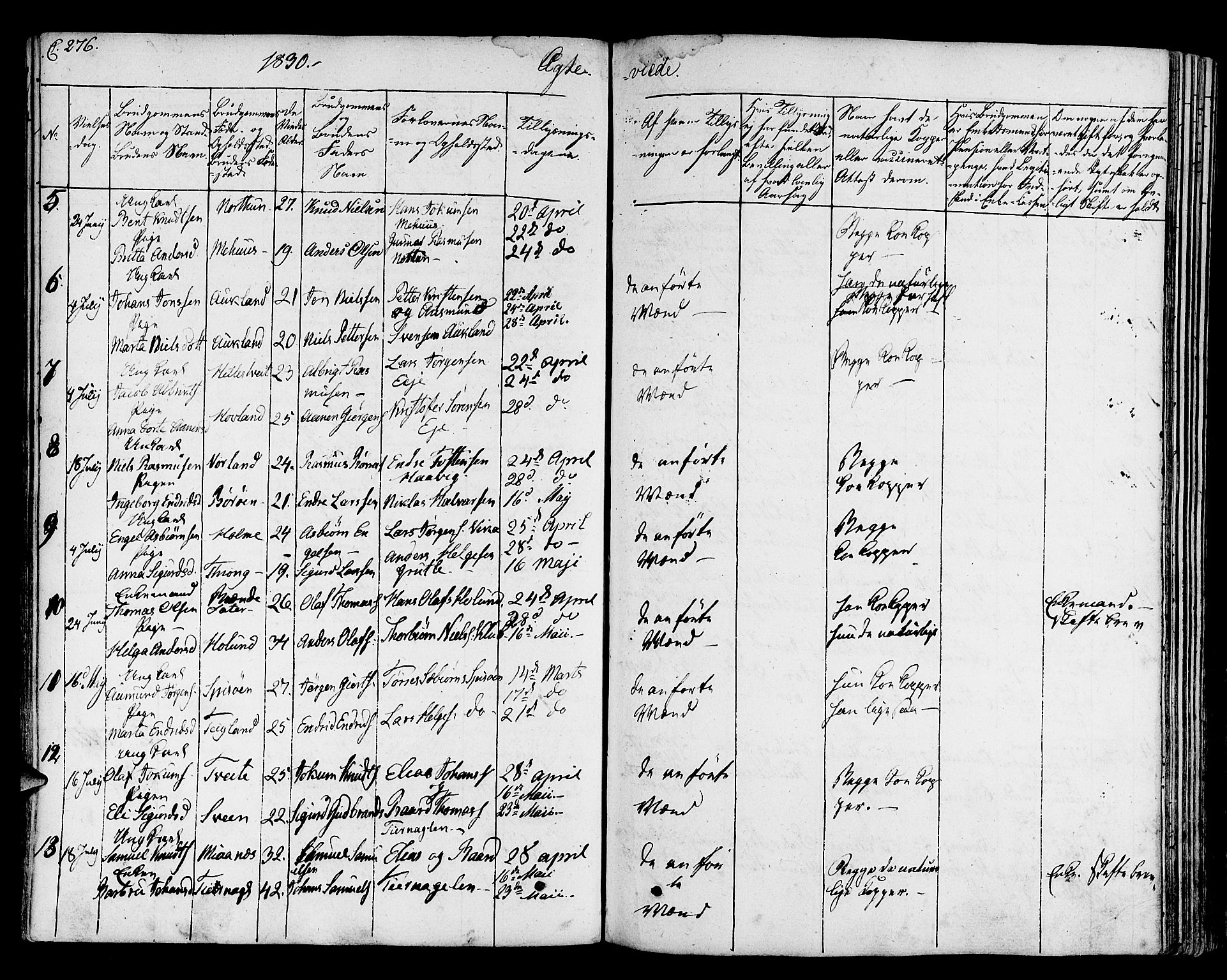 Finnås sokneprestembete, AV/SAB-A-99925/H/Ha/Haa/Haaa/L0005: Parish register (official) no. A 5, 1823-1835, p. 276