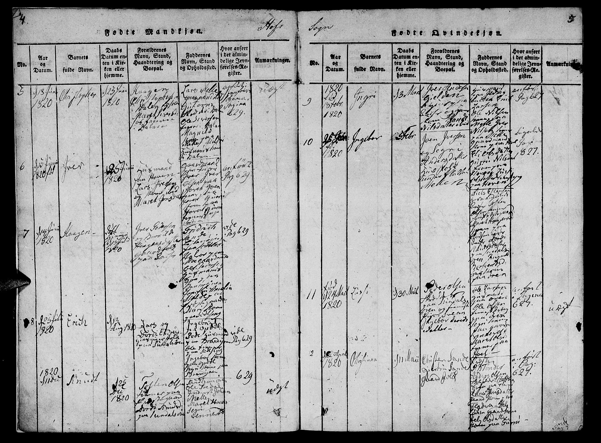Ministerialprotokoller, klokkerbøker og fødselsregistre - Møre og Romsdal, SAT/A-1454/590/L1009: Parish register (official) no. 590A03 /1, 1819-1832, p. 4-5