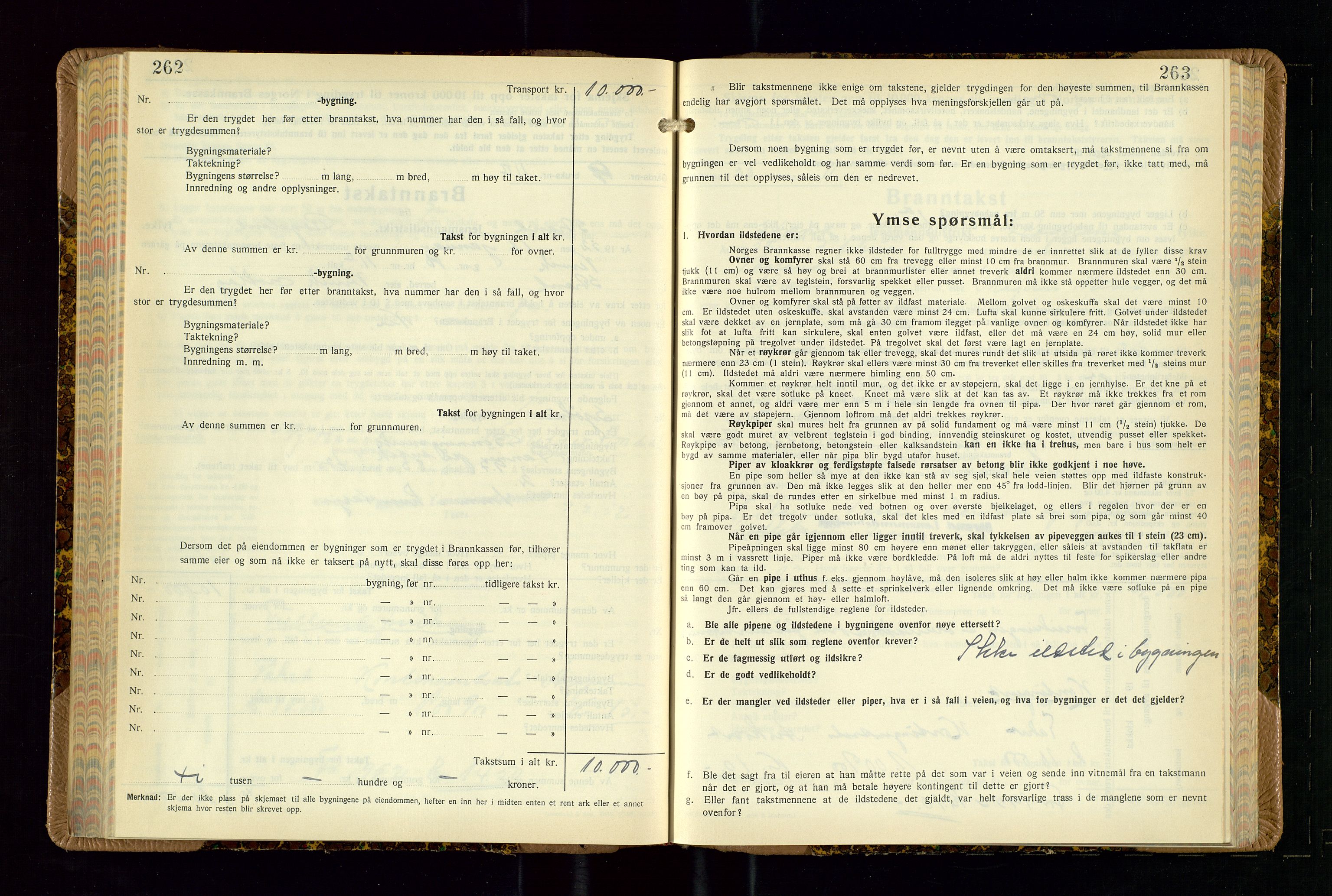 Strand og Forsand lensmannskontor, AV/SAST-A-100451/Gob/L0002: Branntakstprotokoll, 1942-1953, p. 262-263