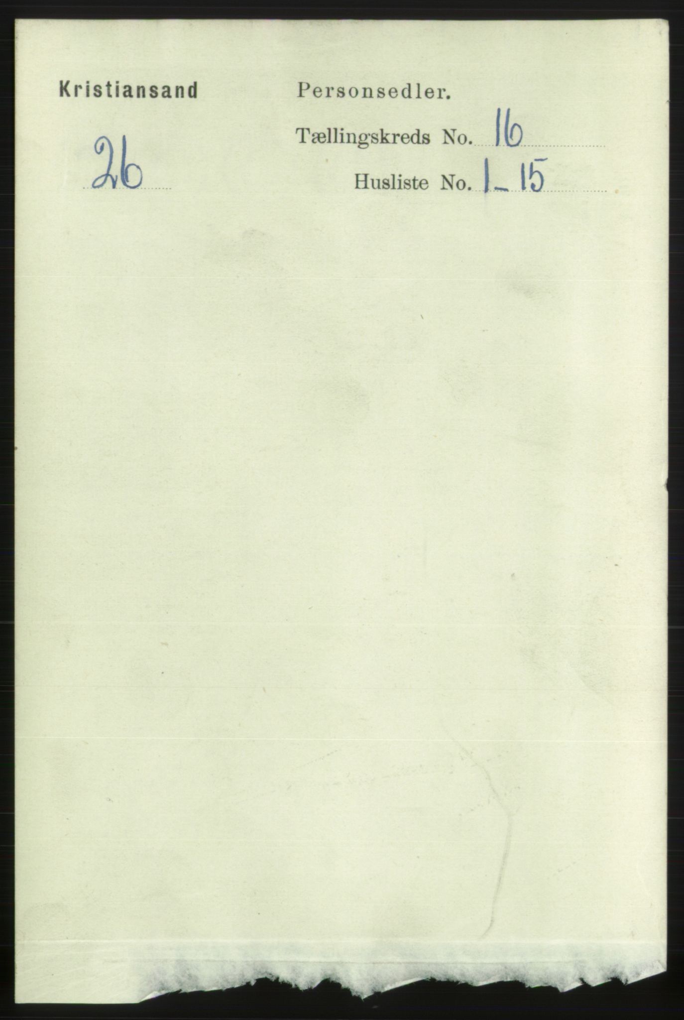 RA, 1891 census for 1001 Kristiansand, 1891, p. 6405