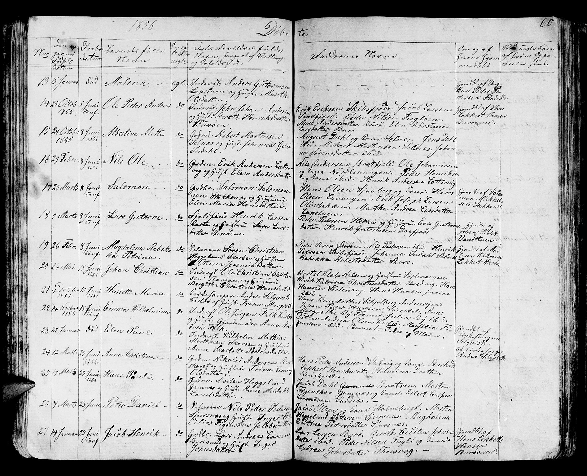 Karlsøy sokneprestembete, AV/SATØ-S-1299/H/Ha/Hab/L0002klokker: Parish register (copy) no. 2, 1843-1861, p. 60