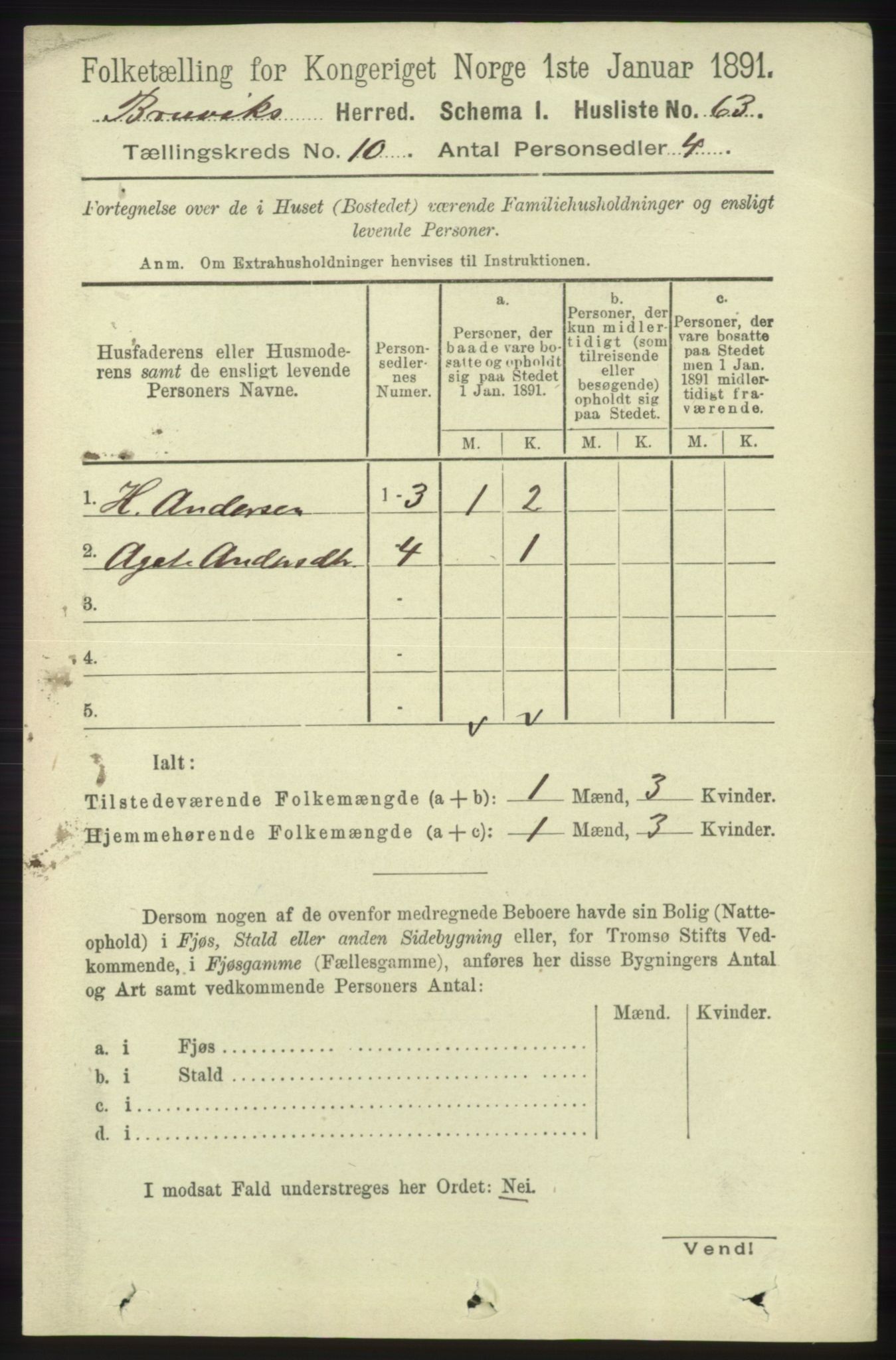 RA, 1891 census for 1251 Bruvik, 1891, p. 3652