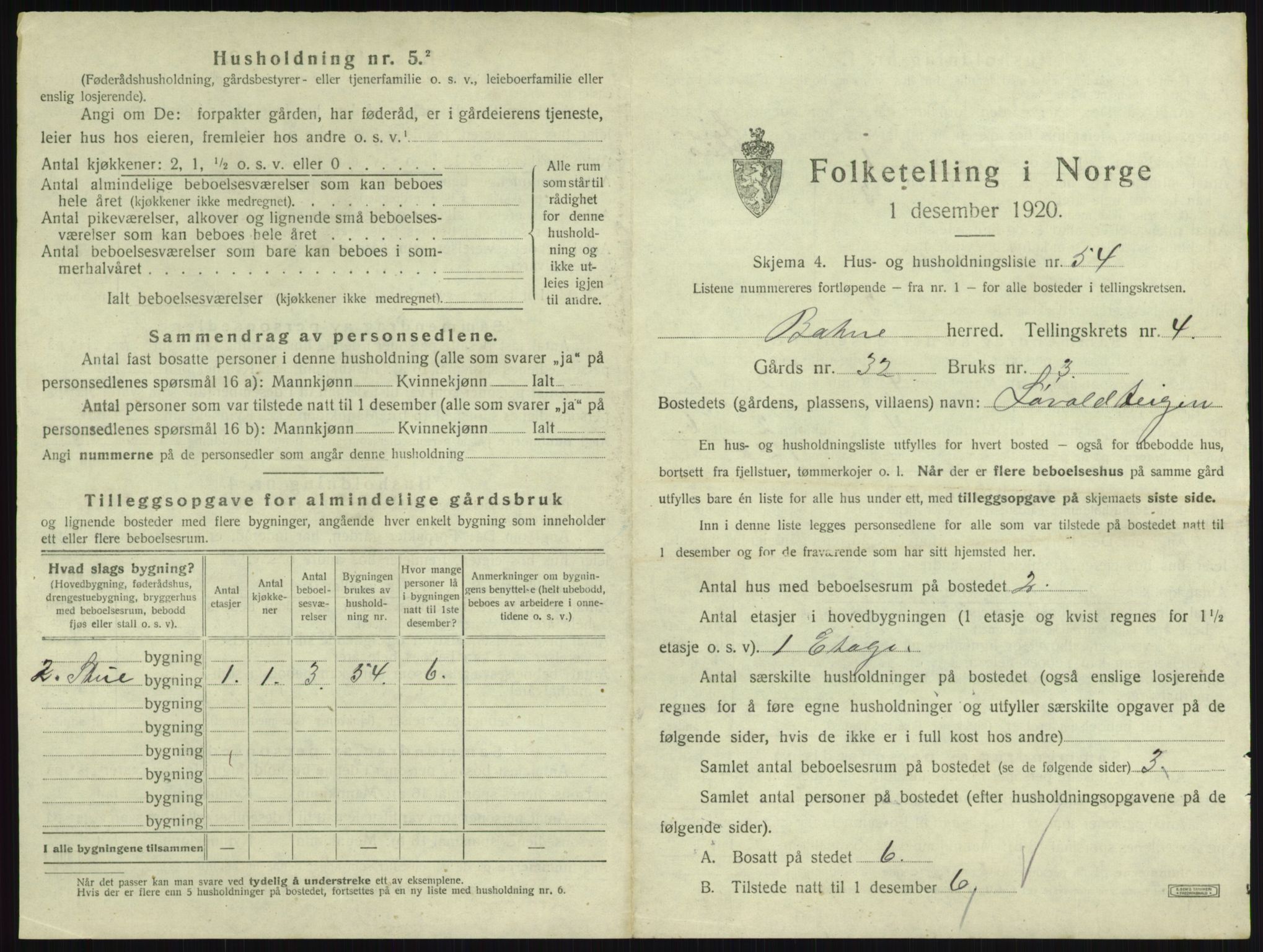 SAKO, 1920 census for Botne, 1920, p. 582