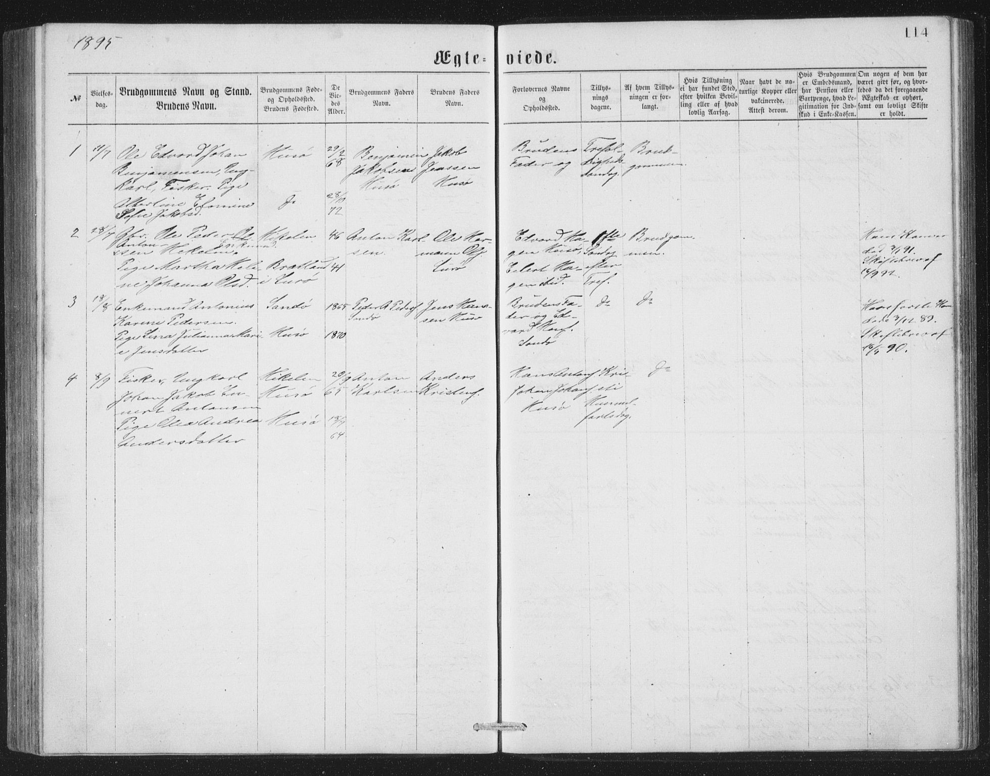 Ministerialprotokoller, klokkerbøker og fødselsregistre - Nordland, AV/SAT-A-1459/840/L0582: Parish register (copy) no. 840C02, 1874-1900, p. 114