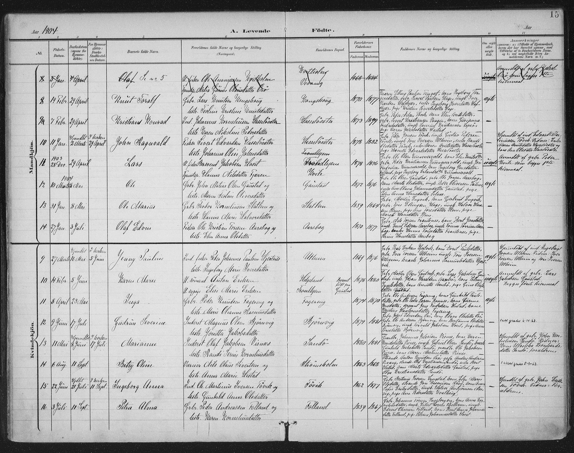 Ministerialprotokoller, klokkerbøker og fødselsregistre - Møre og Romsdal, AV/SAT-A-1454/570/L0833: Parish register (official) no. 570A07, 1901-1914, p. 15