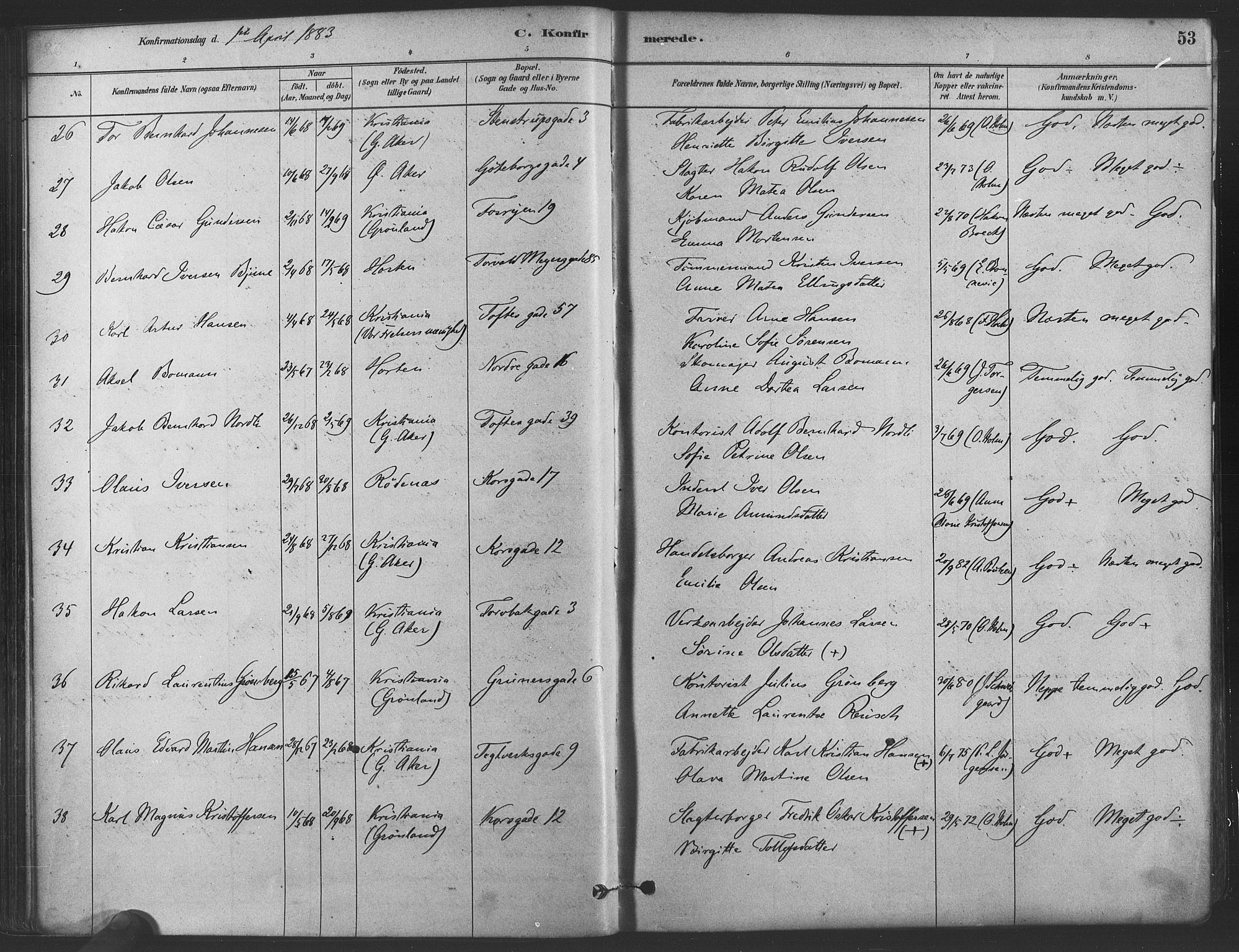 Paulus prestekontor Kirkebøker, AV/SAO-A-10871/F/Fa/L0004: Parish register (official) no. 4, 1879-1891, p. 53