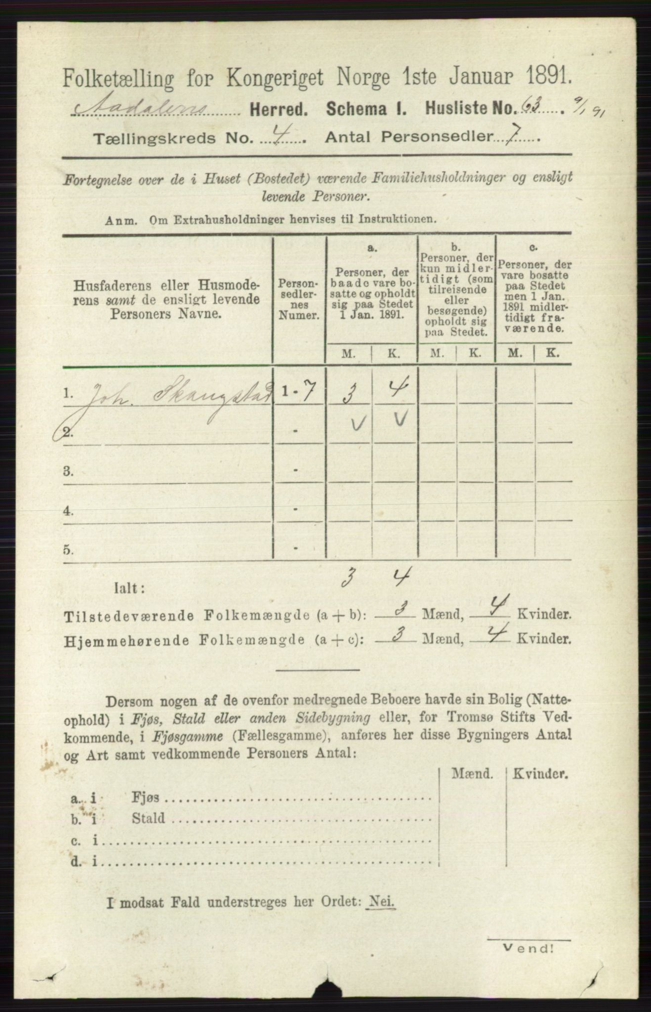 RA, 1891 census for 0614 Ådal, 1891, p. 1513