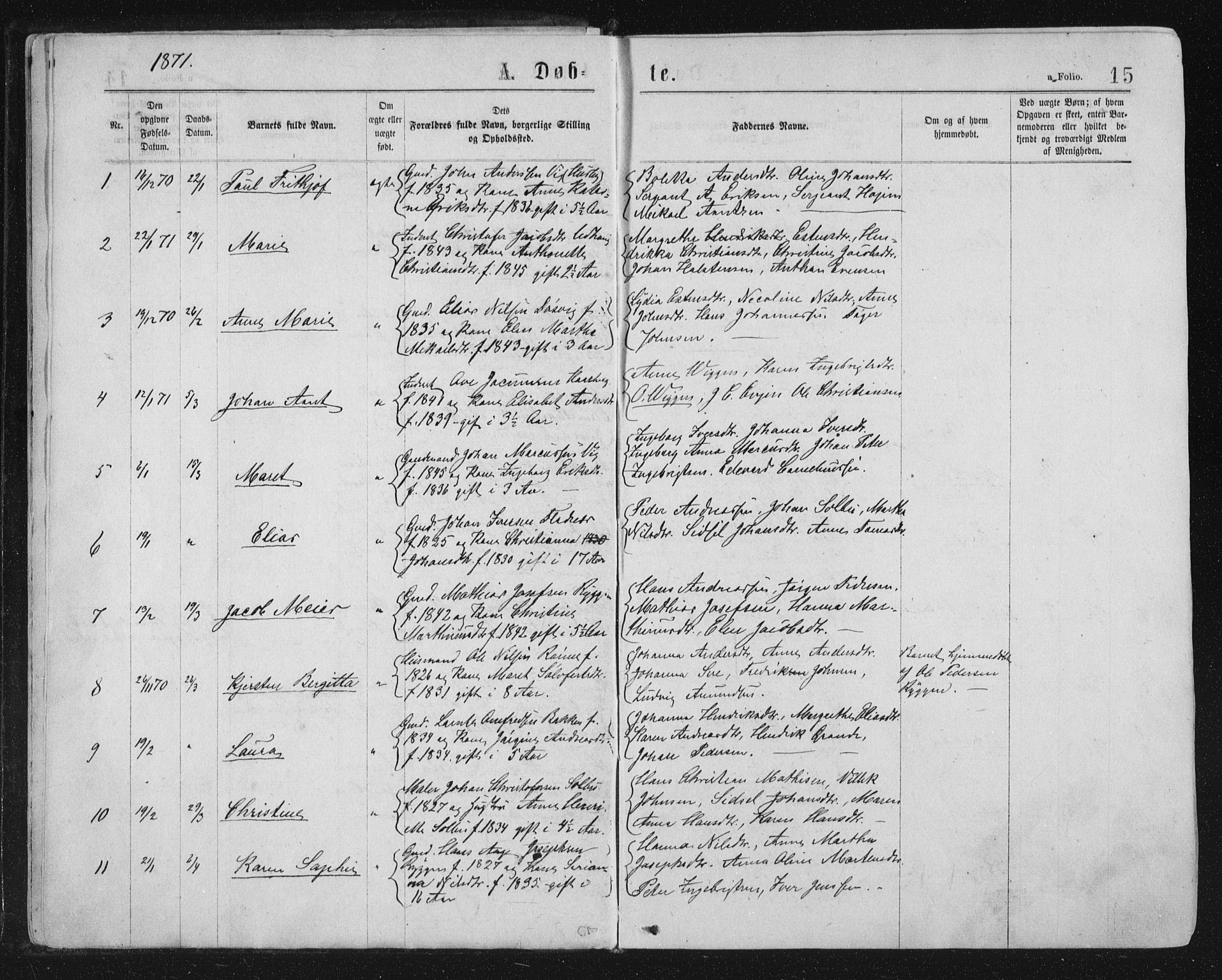 Ministerialprotokoller, klokkerbøker og fødselsregistre - Sør-Trøndelag, SAT/A-1456/659/L0745: Parish register (copy) no. 659C02, 1869-1892, p. 15