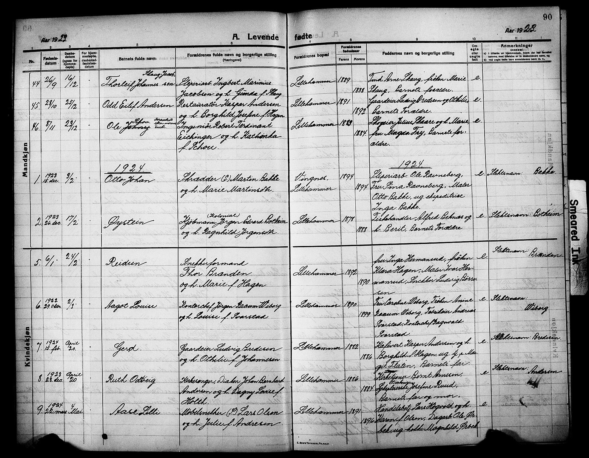 Lillehammer prestekontor, AV/SAH-PREST-088/H/Ha/Hab/L0002: Parish register (copy) no. 2, 1913-1929, p. 90