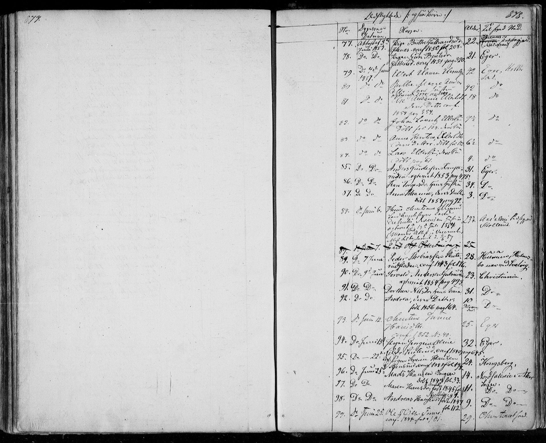 Modum kirkebøker, AV/SAKO-A-234/F/Fa/L0008: Parish register (official) no. 8, 1851-1859, p. 877-878