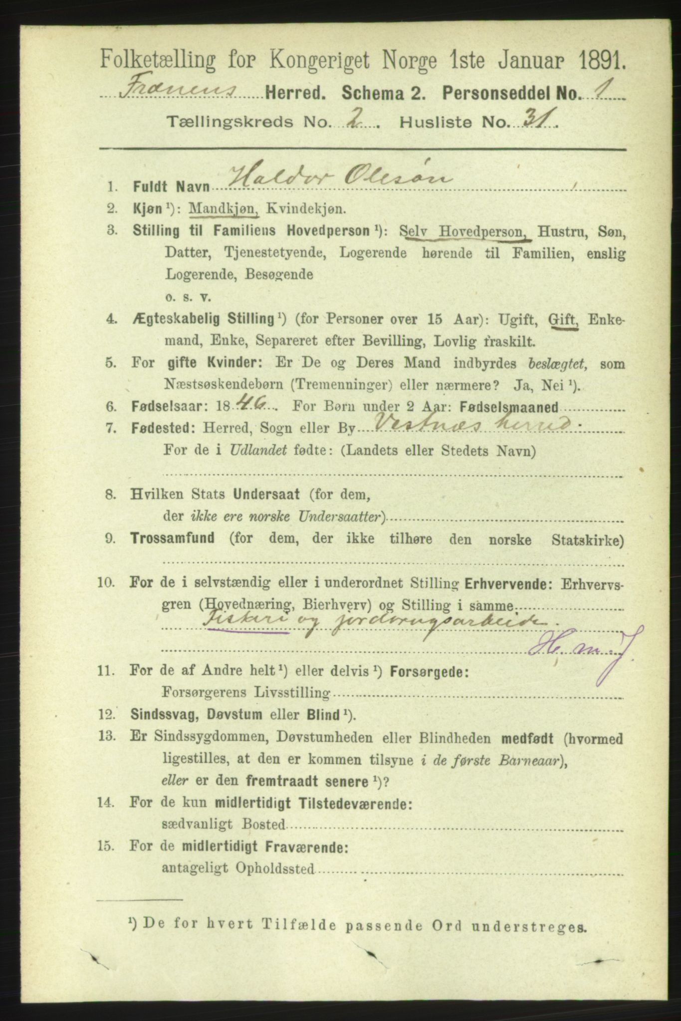 RA, 1891 census for 1548 Fræna, 1891, p. 655